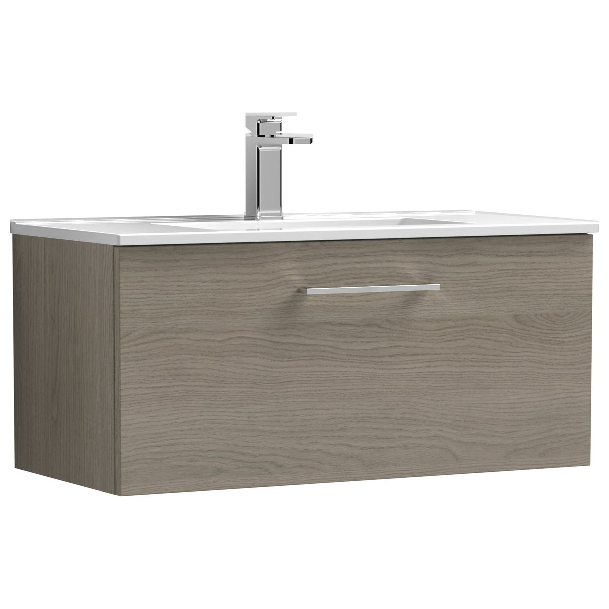 Arno 800mm Wall Hung 1-Drawer Vanity Unit & Minimalist Ceramic Basin