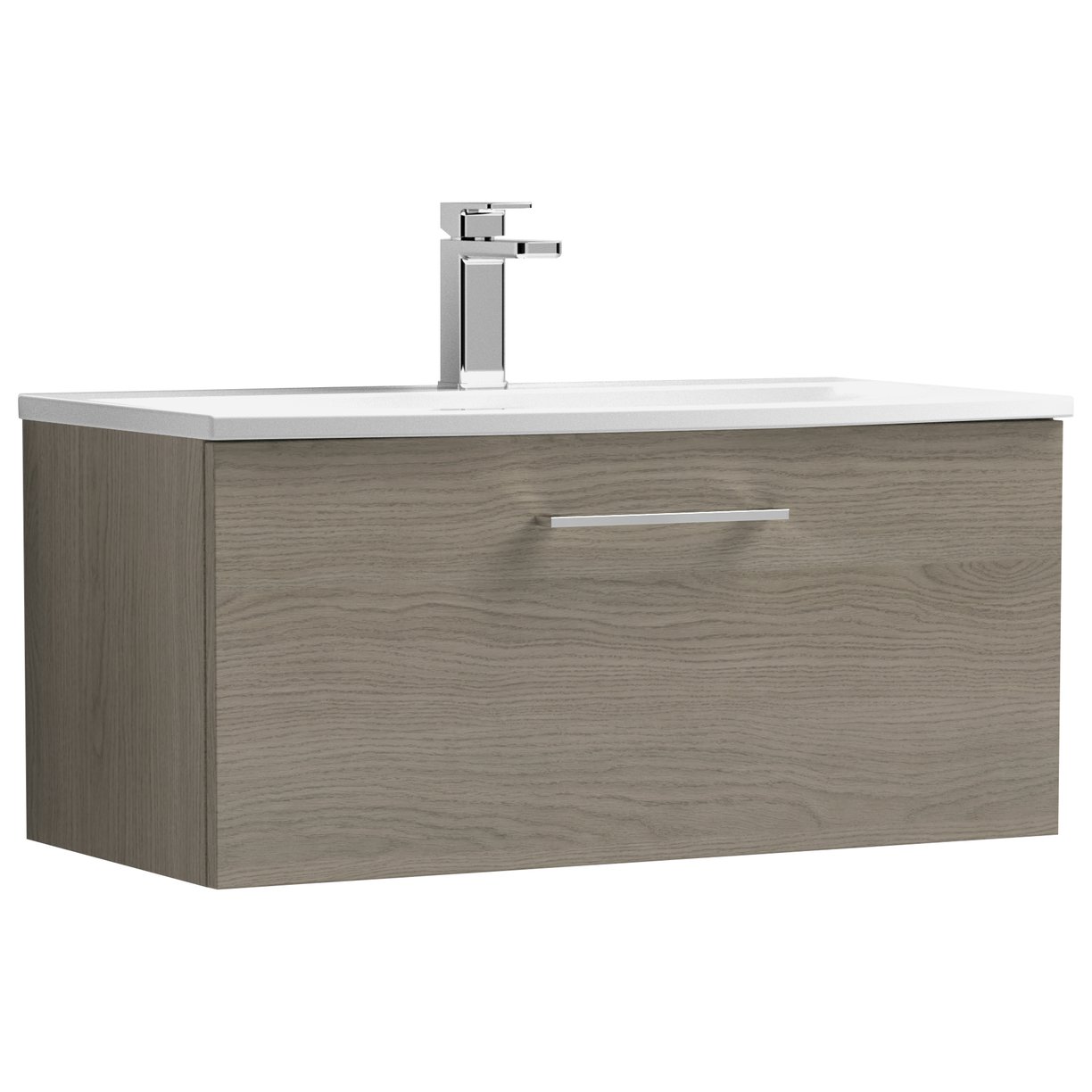 Arno 800mm Wall Hung 1-Drawer Vanity Unit & Curved Ceramic Basin