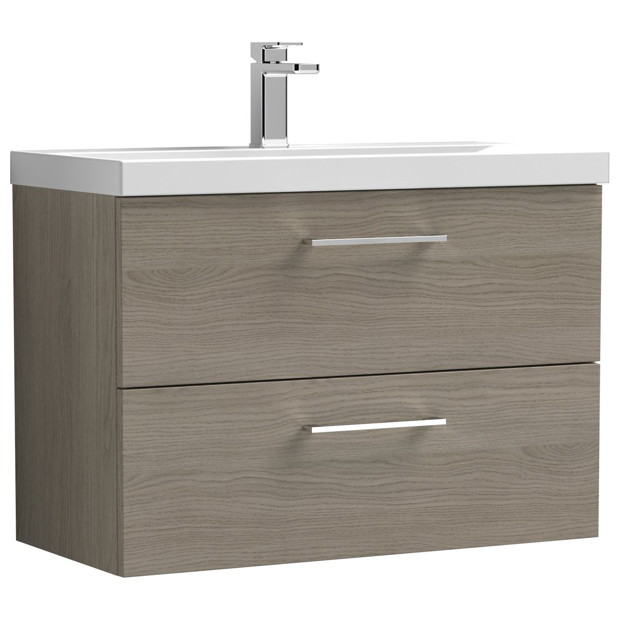 Arno 800mm Wall Hung 2-Drawer Vanity Unit & Mid-Edge Ceramic Basin