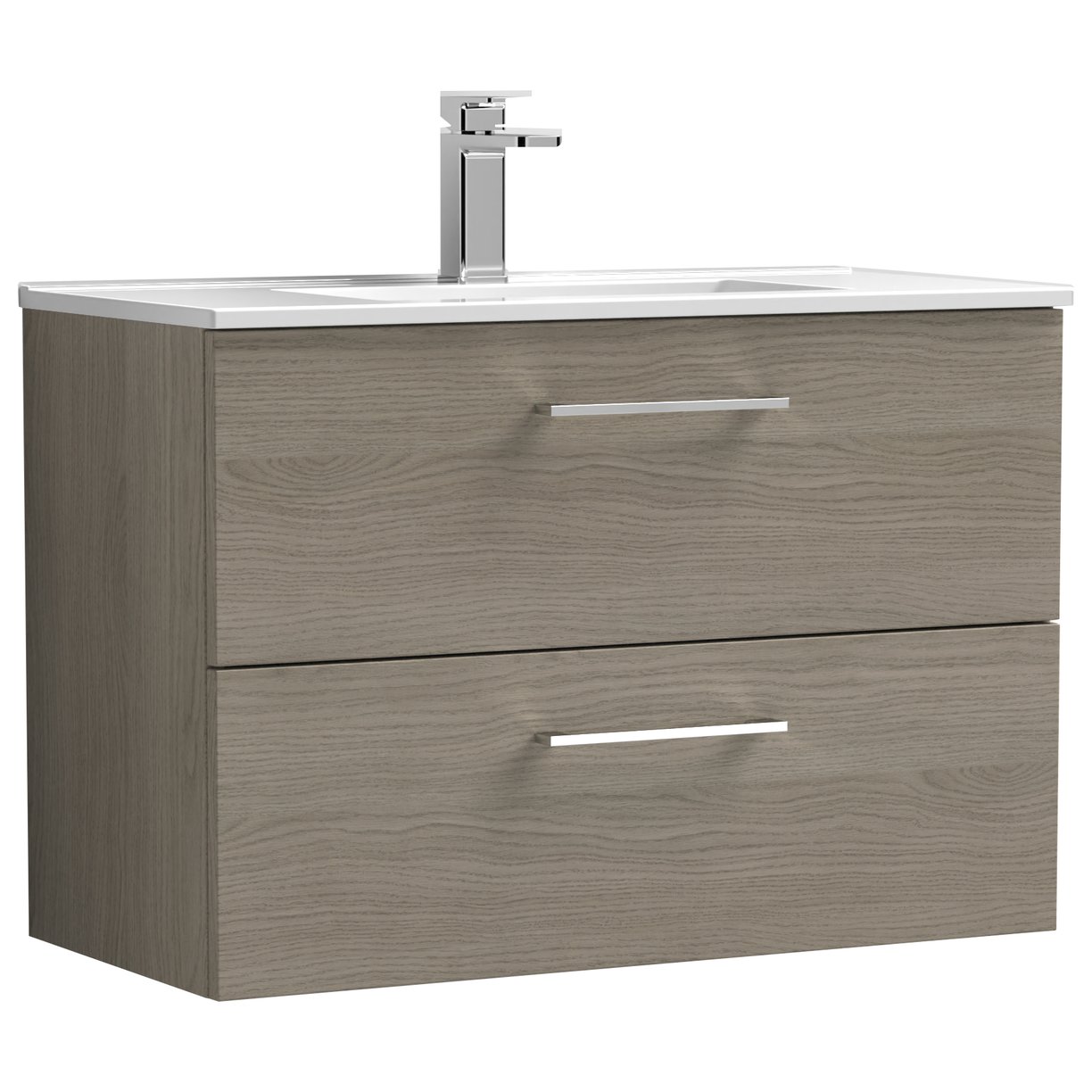 Arno 800mm Wall Hung 2-Drawer Vanity Unit & Minimalist Ceramic Basin