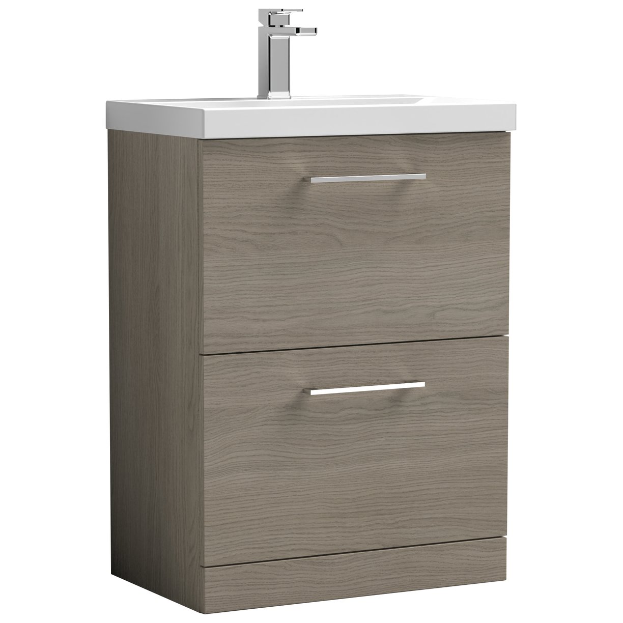 Arno 600mm Floor Standing 2-Drawer Vanity Unit & Mid-Edge Ceramic Basin