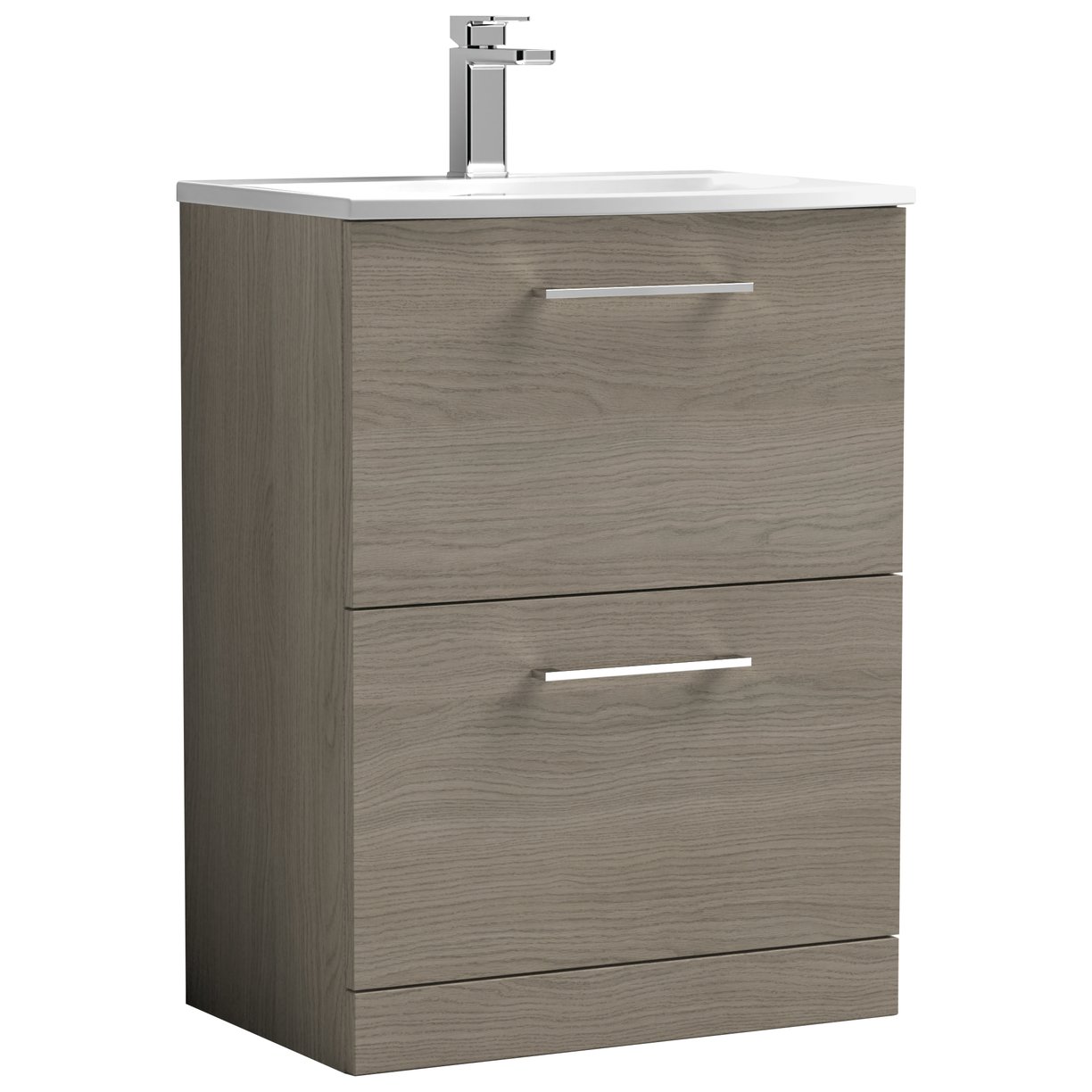Arno 600mm Floor Standing 2-Drawer Vanity Unit & Curved Ceramic Basin