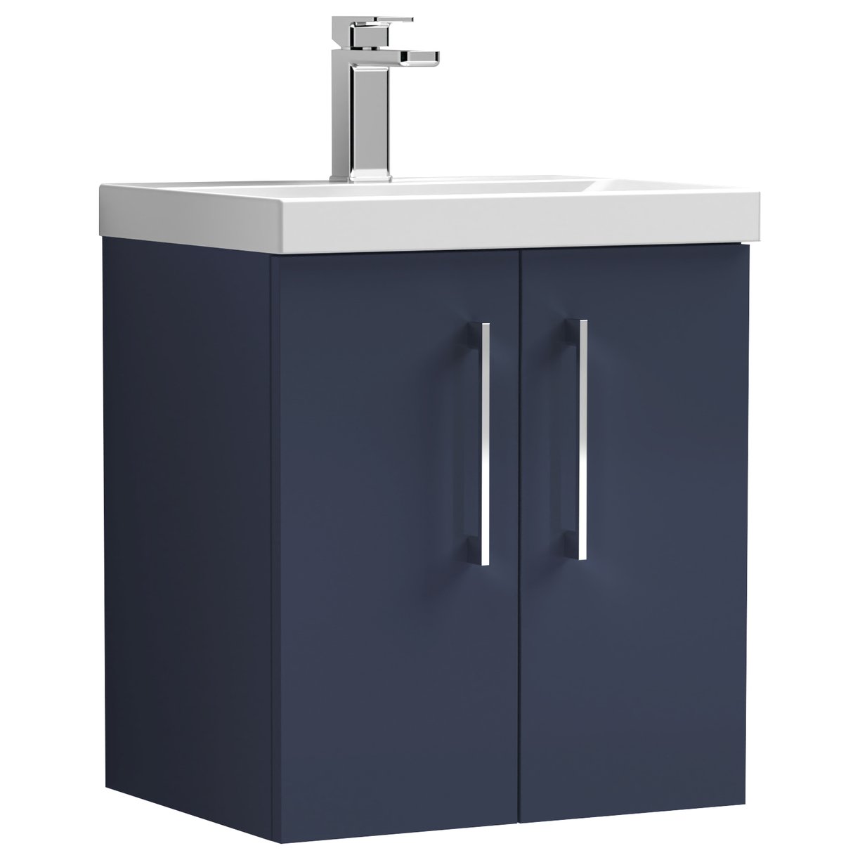 Arno 500mm Wall Hung 2-Door Vanity Unit & Mid-Edge Ceramic Basin
