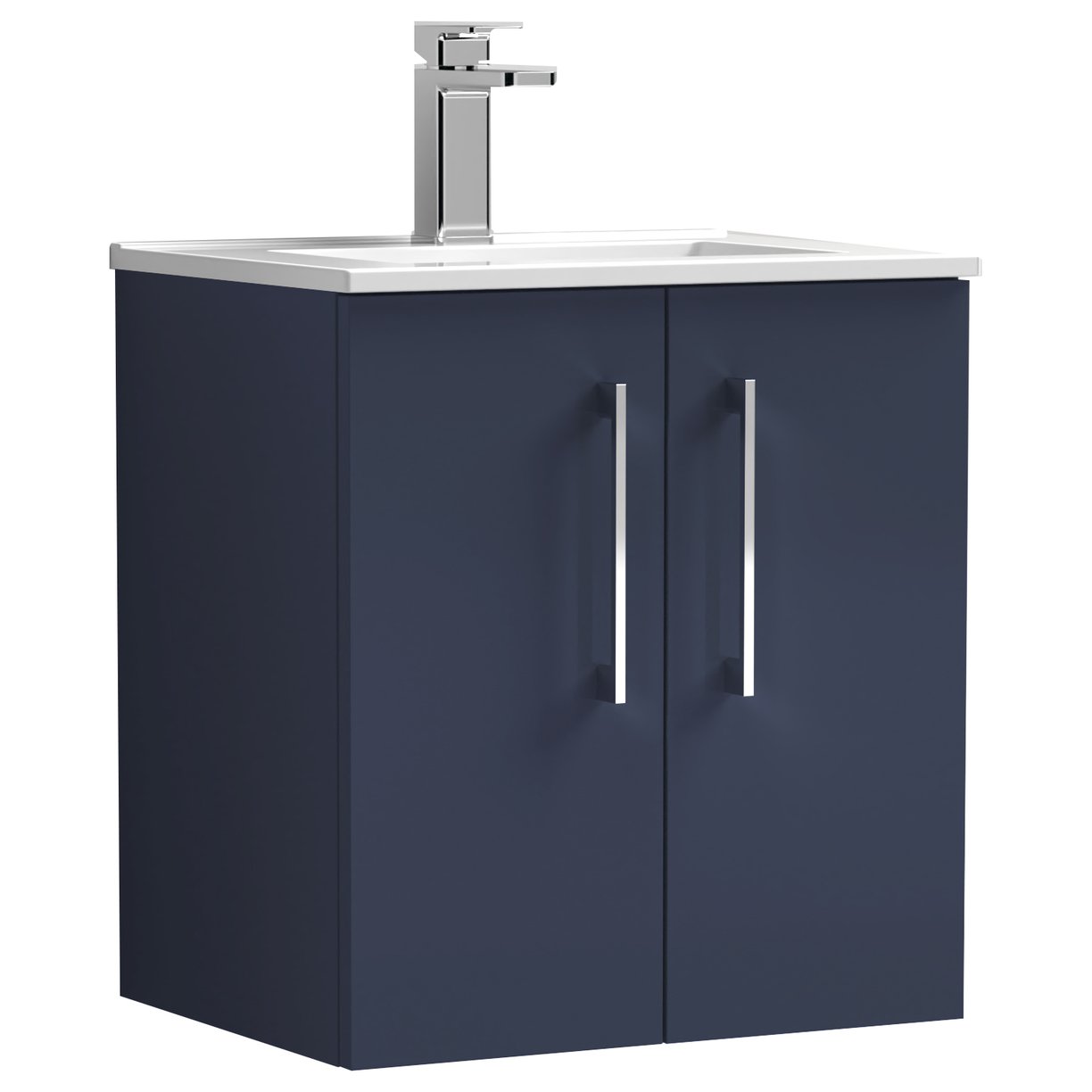 Arno 500mm Wall Hung 2-Door Vanity Unit & Minimalist Ceramic Basin