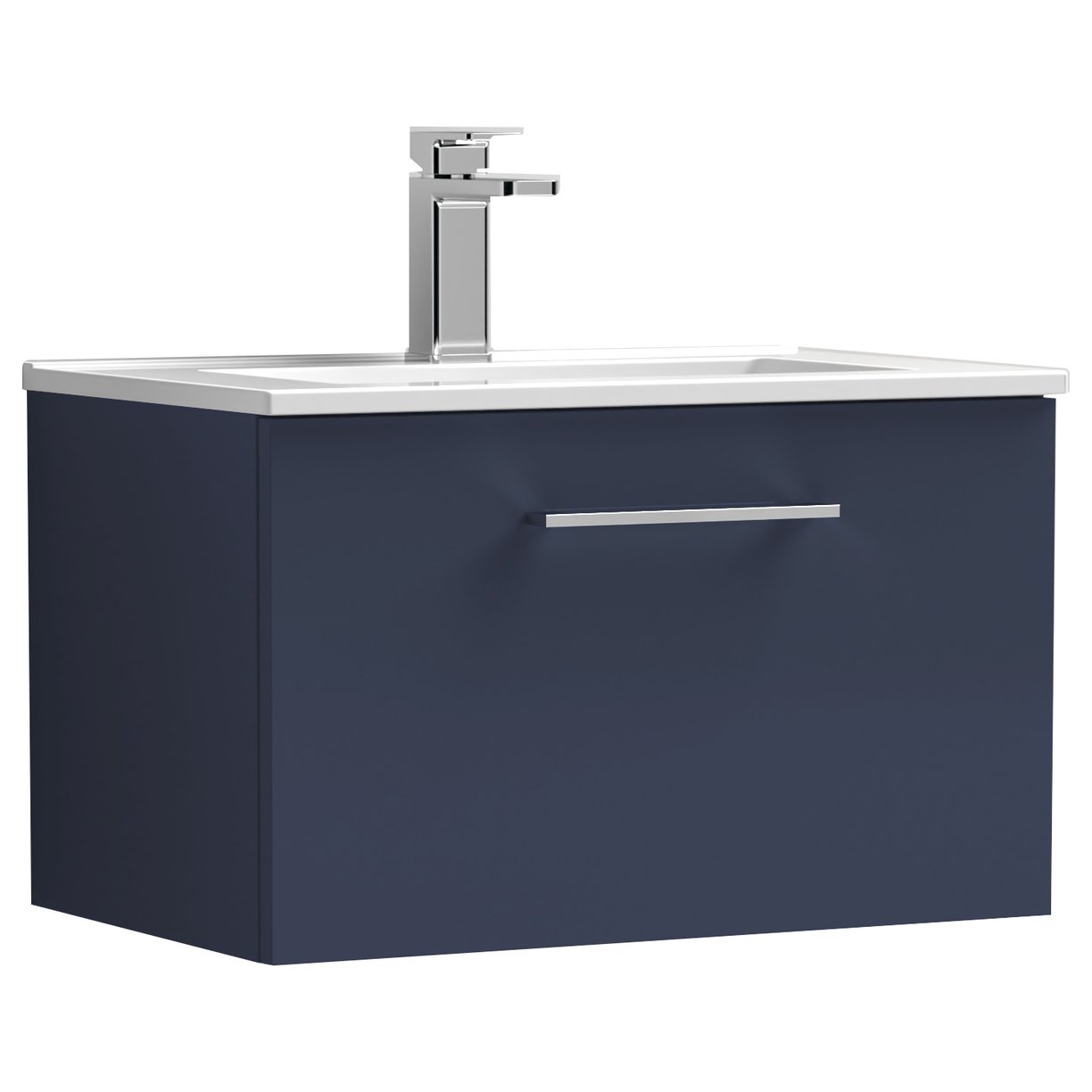 Arno 600mm Wall Hung 1-Drawer Vanity Unit & Minimalist Ceramic Basin
