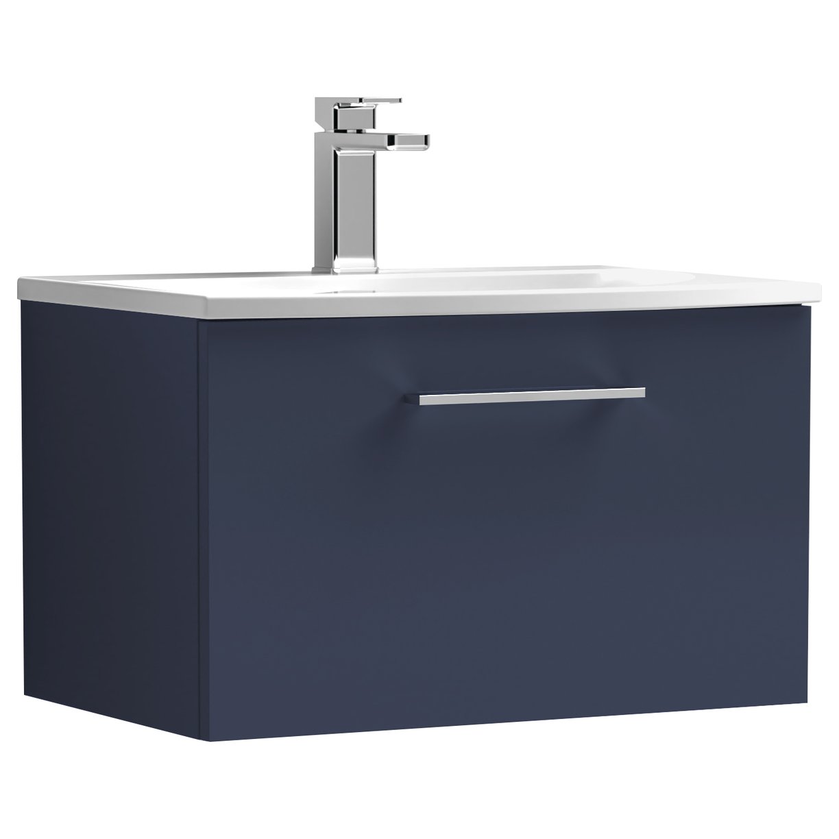 Arno 600mm Wall Hung 1-Drawer Vanity Unit & Curved Ceramic Basin