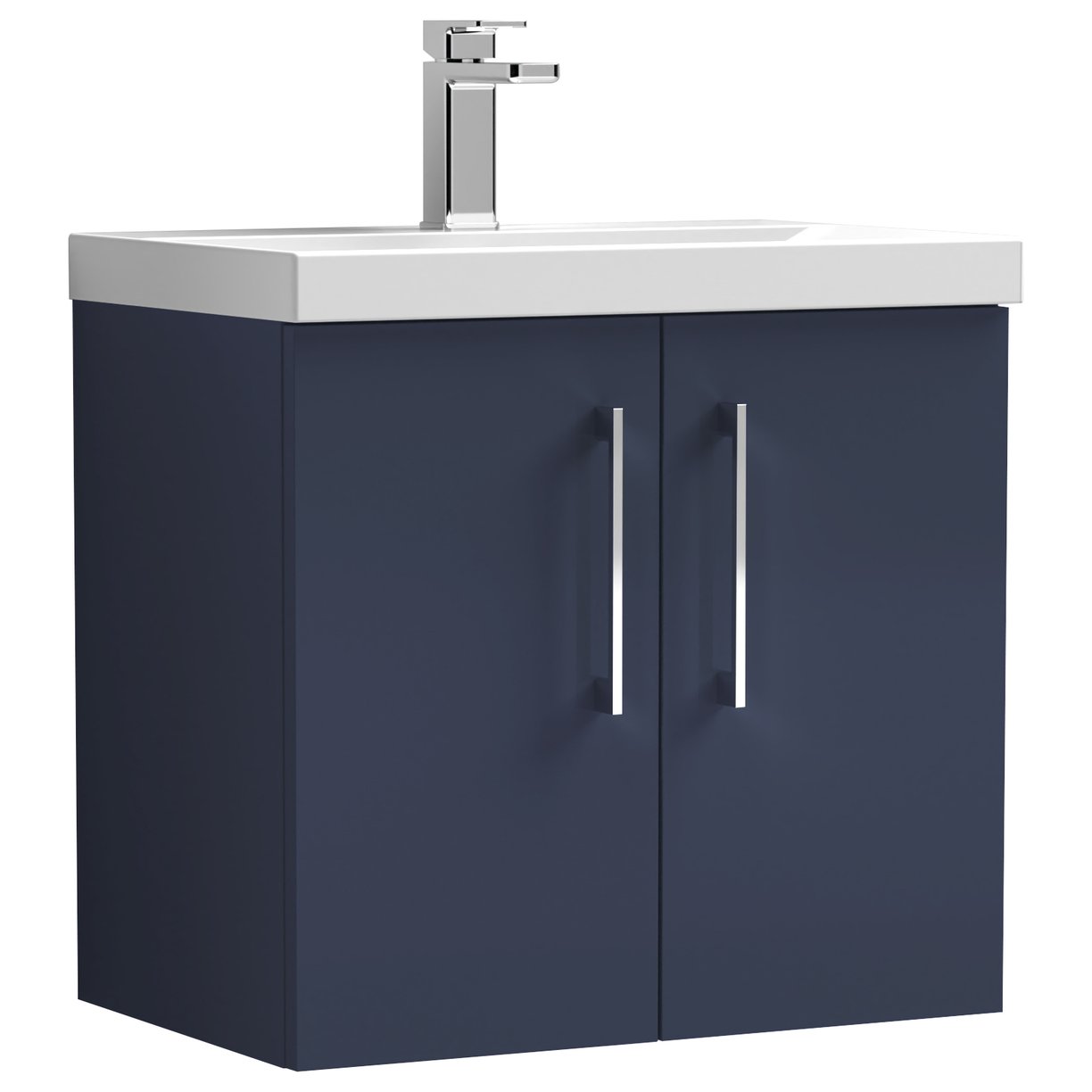 Arno 600mm Wall Hung 2-Door Vanity Unit & Mid-Edge Ceramic Basin