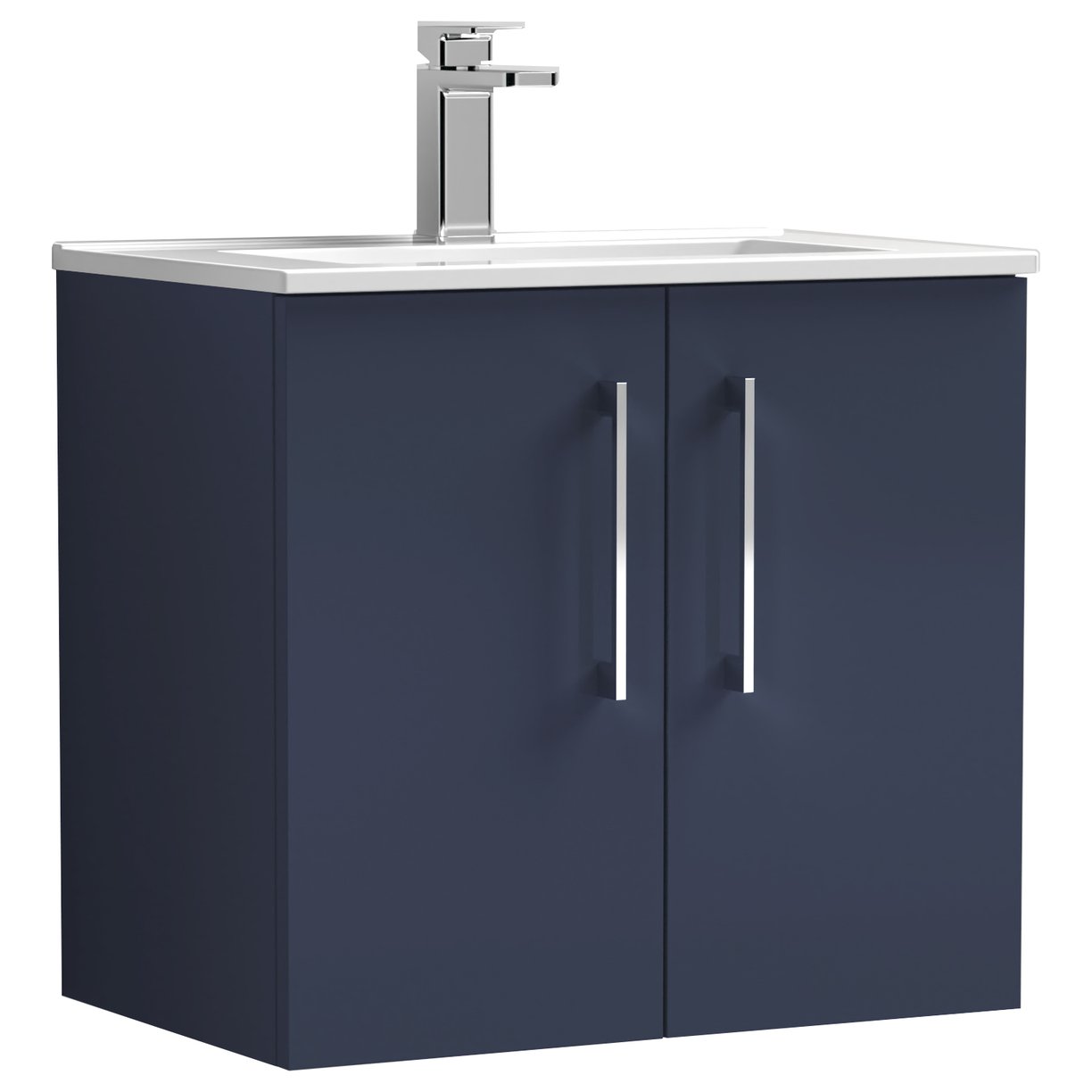 Arno 600mm Wall Hung 2-Door Vanity Unit & Minimalist Ceramic Basin