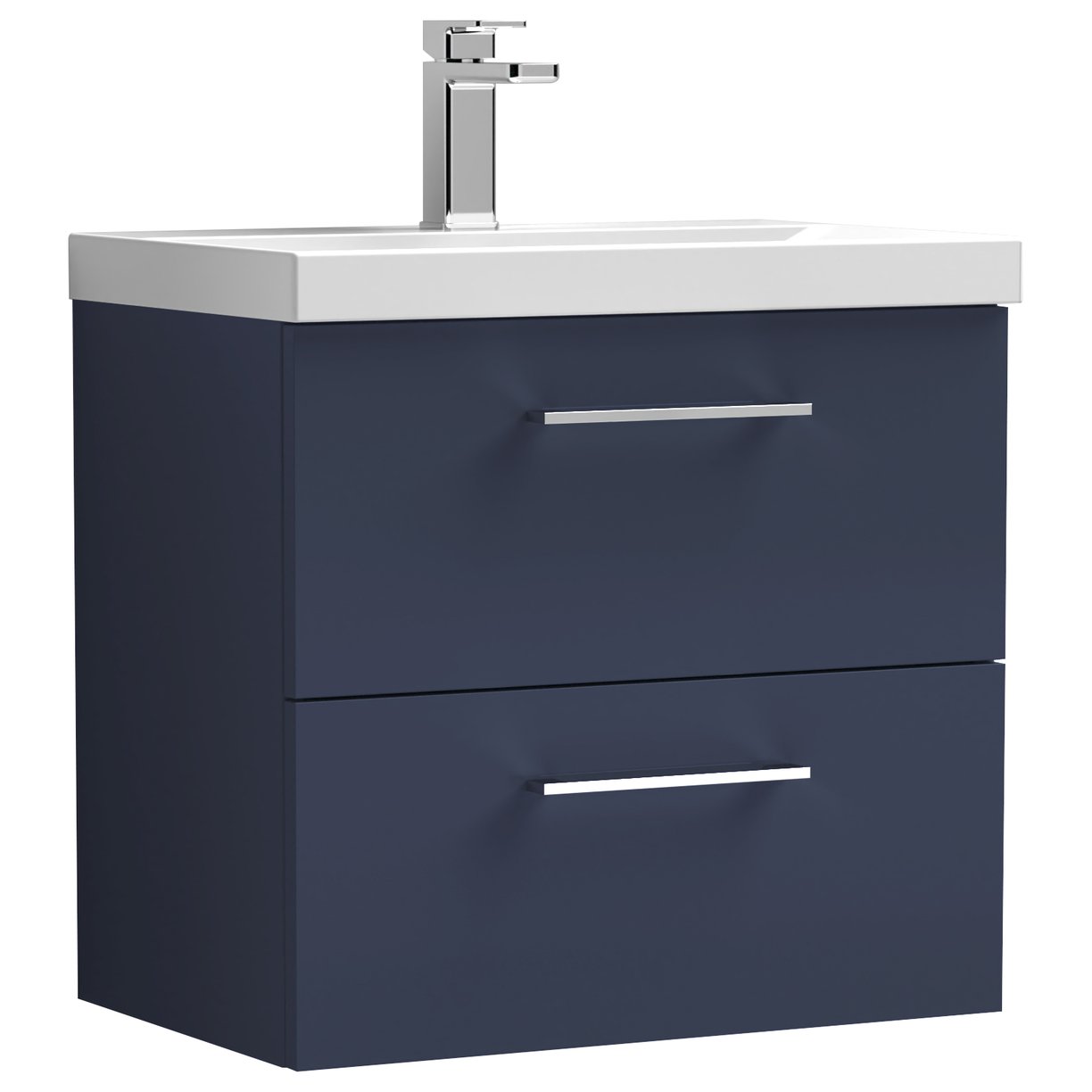 Arno 600mm Wall Hung 2-Drawer Vanity Unit & Mid-Edge Ceramic Basin