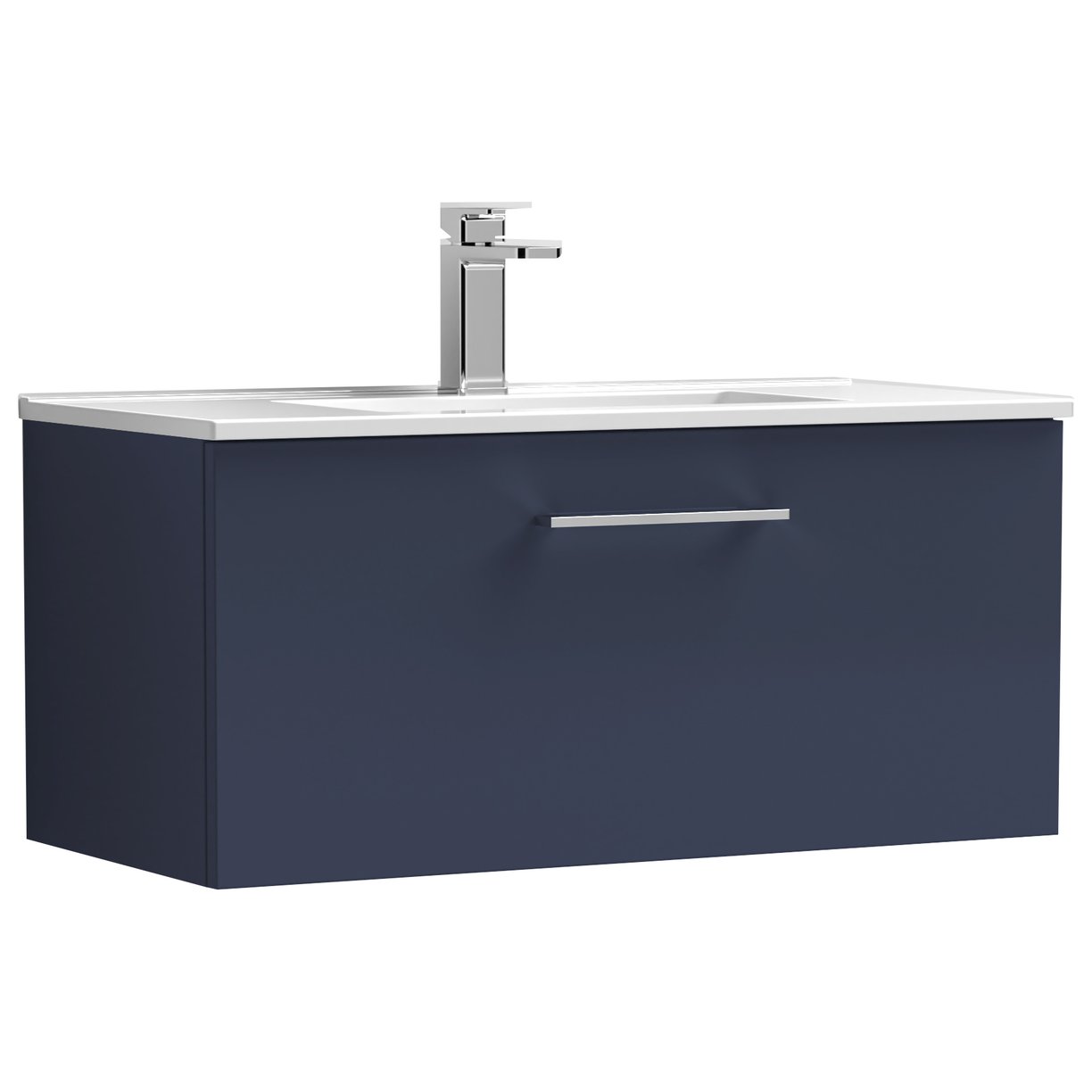 Arno 800mm Wall Hung 1-Drawer Vanity Unit & Minimalist Ceramic Basin