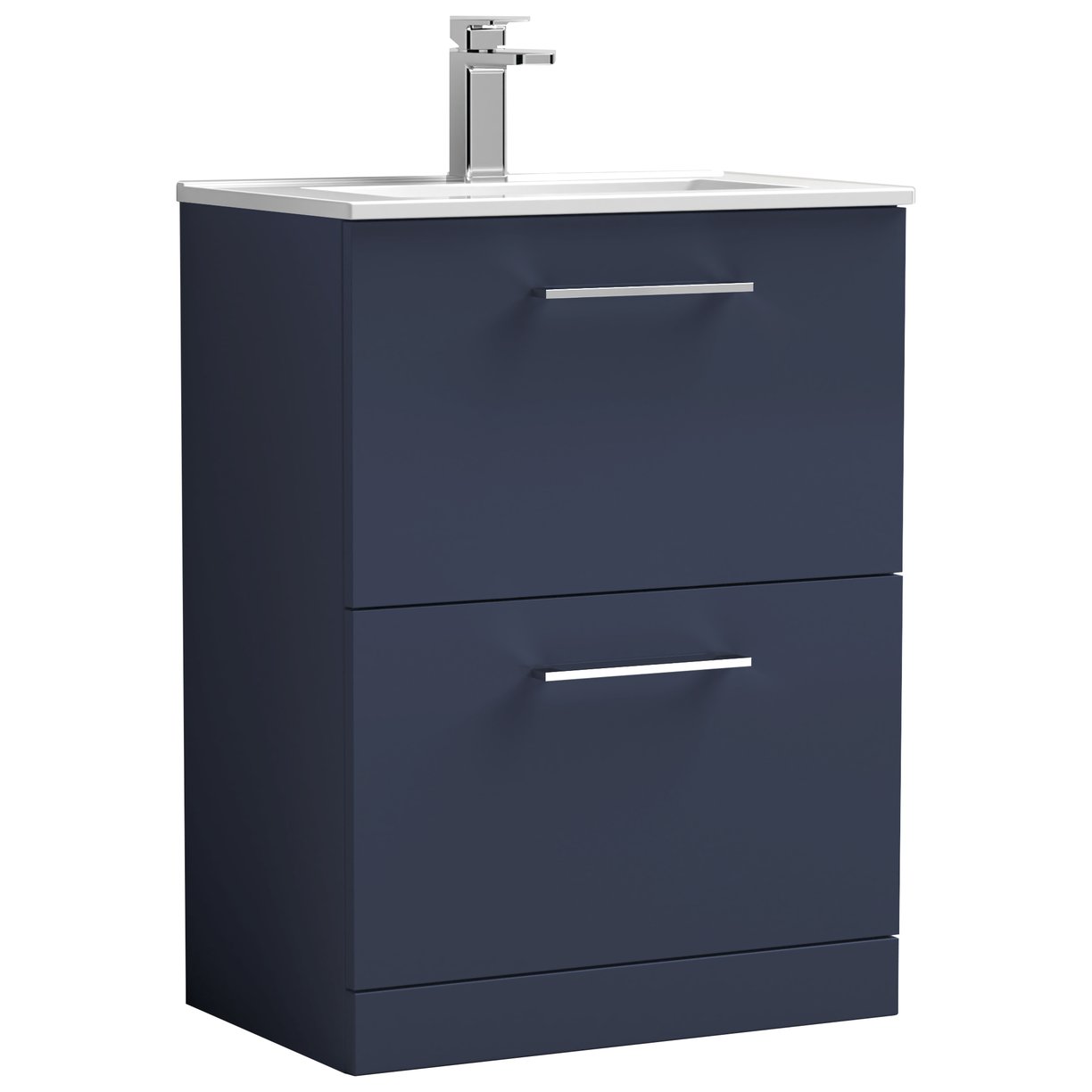 Arno 600mm Floor Standing 2-Drawer Vanity Unit & Minimalist Ceramic Basin