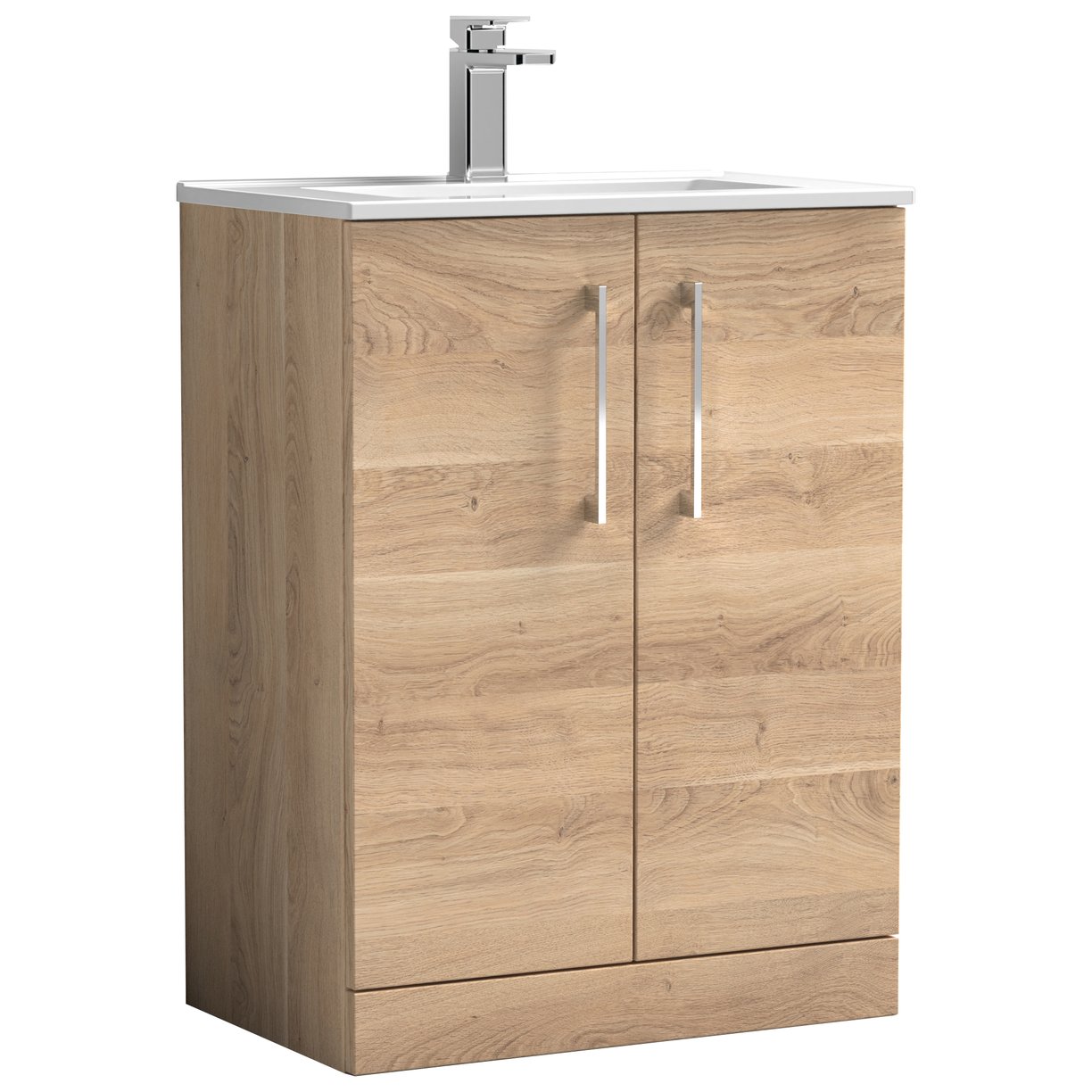 Arno 600mm Floor Standing 2-Door Vanity Unit & Minimalist Ceramic Basin