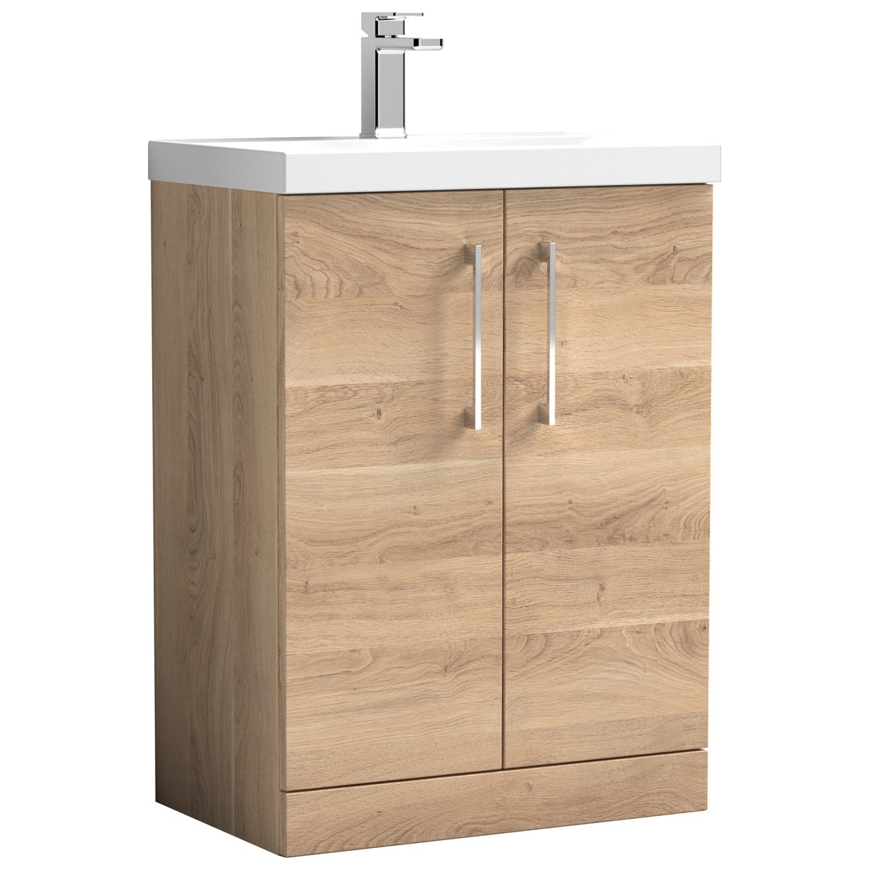 Arno 600mm Floor Standing 2-Door Vanity Unit & Thin-Edge Ceramic Basin