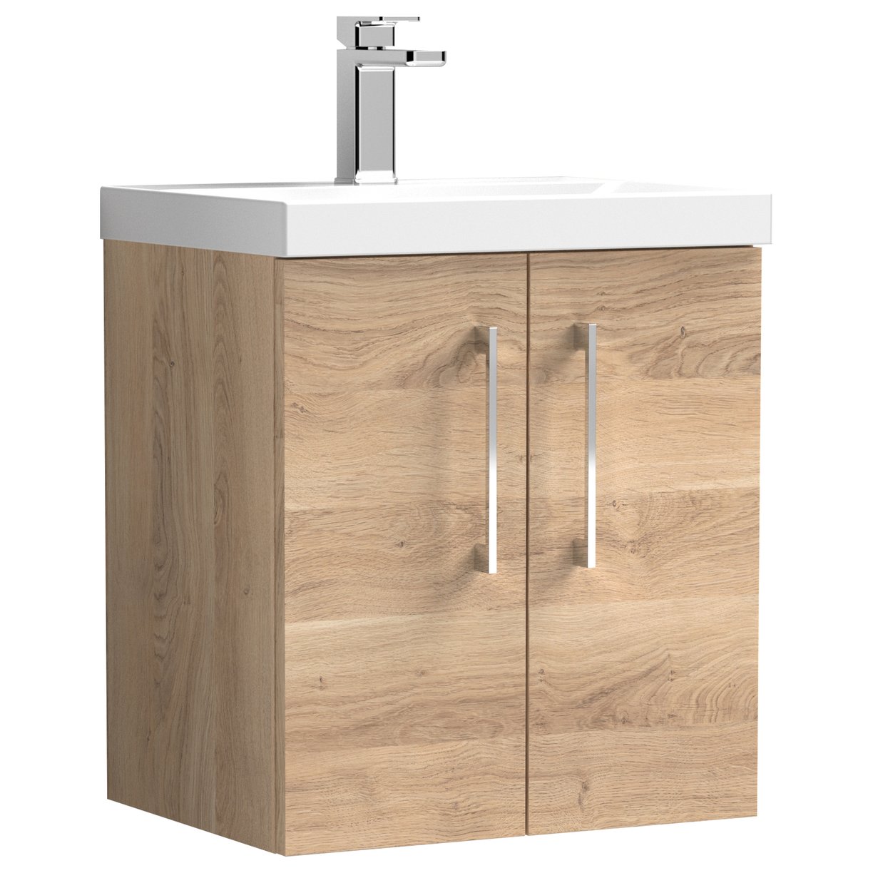 Arno 500mm Wall Hung 2-Door Vanity Unit & Mid-Edge Ceramic Basin