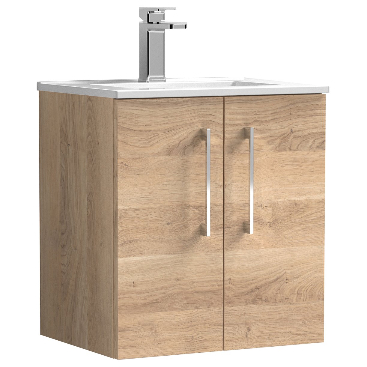 Arno 500mm Wall Hung 2-Door Vanity Unit & Minimalist Ceramic Basin