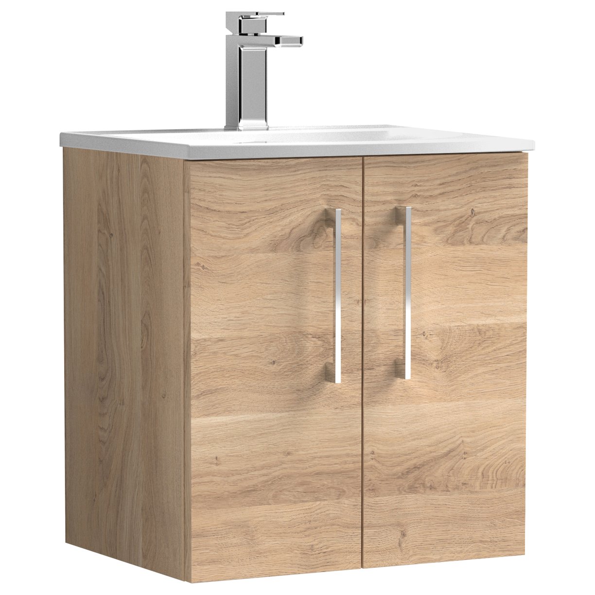 Arno 500mm Wall Hung 2-Door Vanity Unit & Curved Ceramic Basin