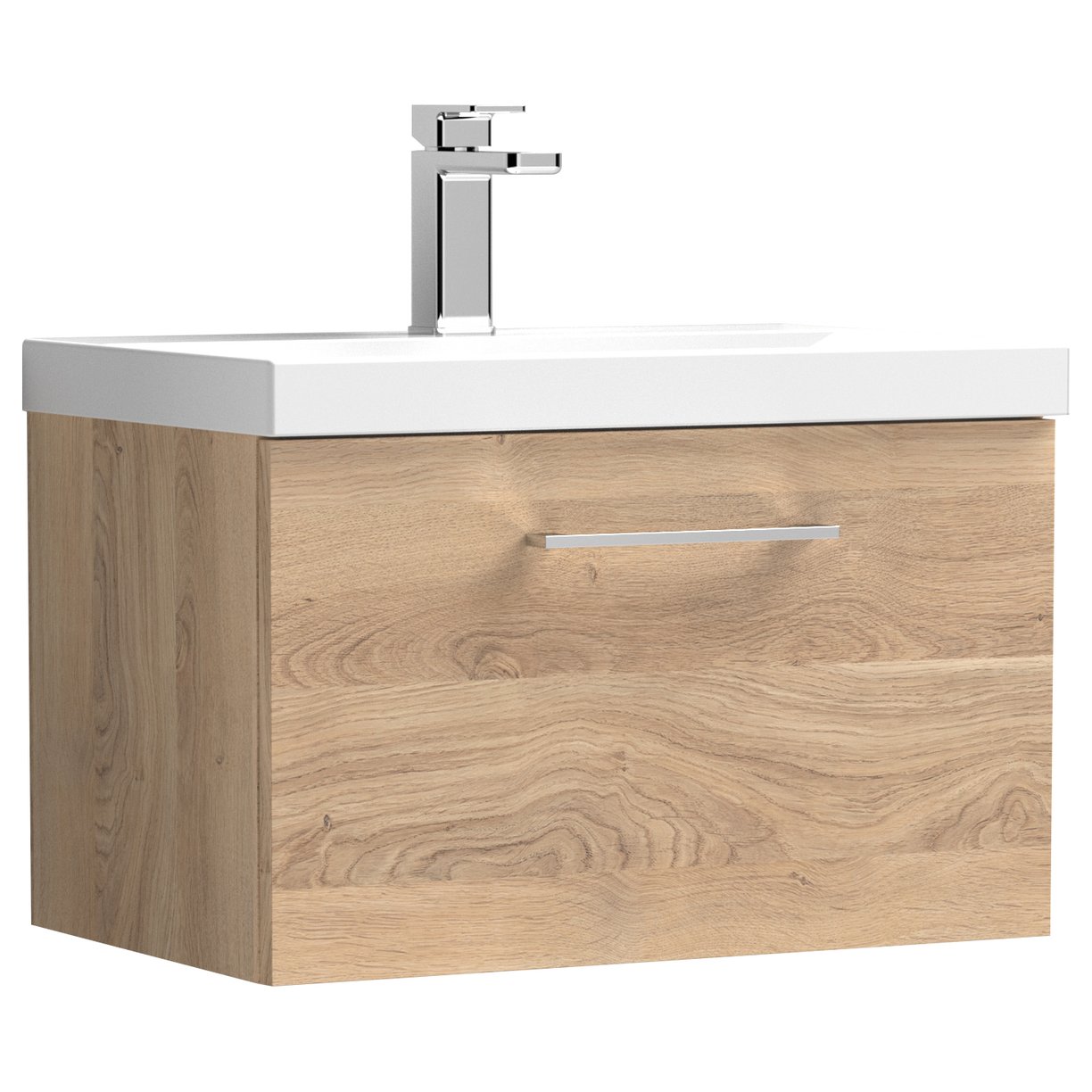 Arno 600mm Wall Hung 1-Drawer Vanity Unit & Mid-Edge Ceramic Basin