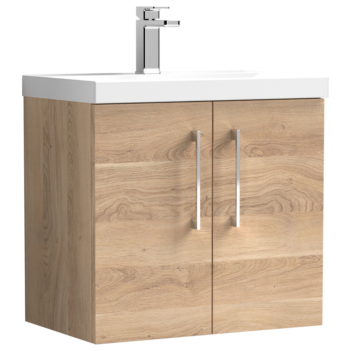 Arno 600mm Wall Hung 2-Door Vanity Unit & Mid-Edge Ceramic Basin