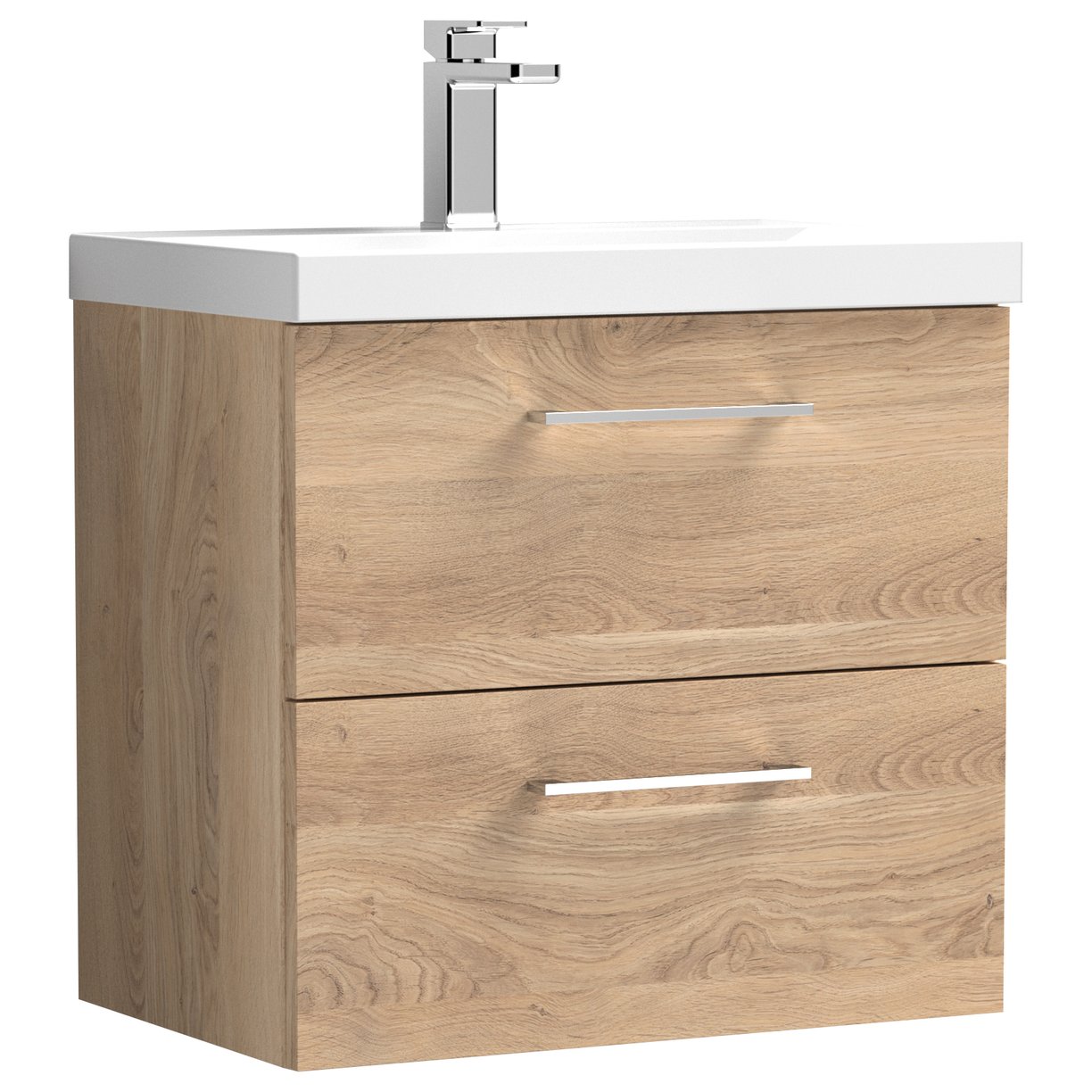 Arno 600mm Wall Hung 2-Drawer Vanity Unit & Mid-Edge Ceramic Basin