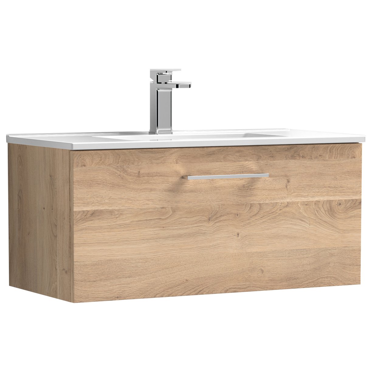 Arno 800mm Wall Hung 1-Drawer Vanity Unit & Minimalist Ceramic Basin