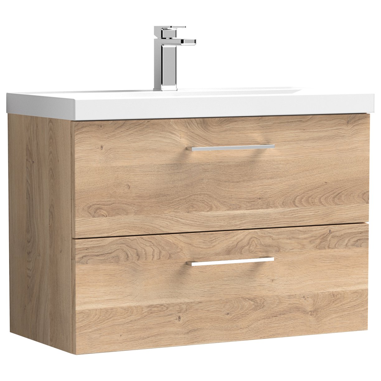 Arno 800mm Wall Hung 2-Drawer Vanity Unit & Mid-Edge Ceramic Basin