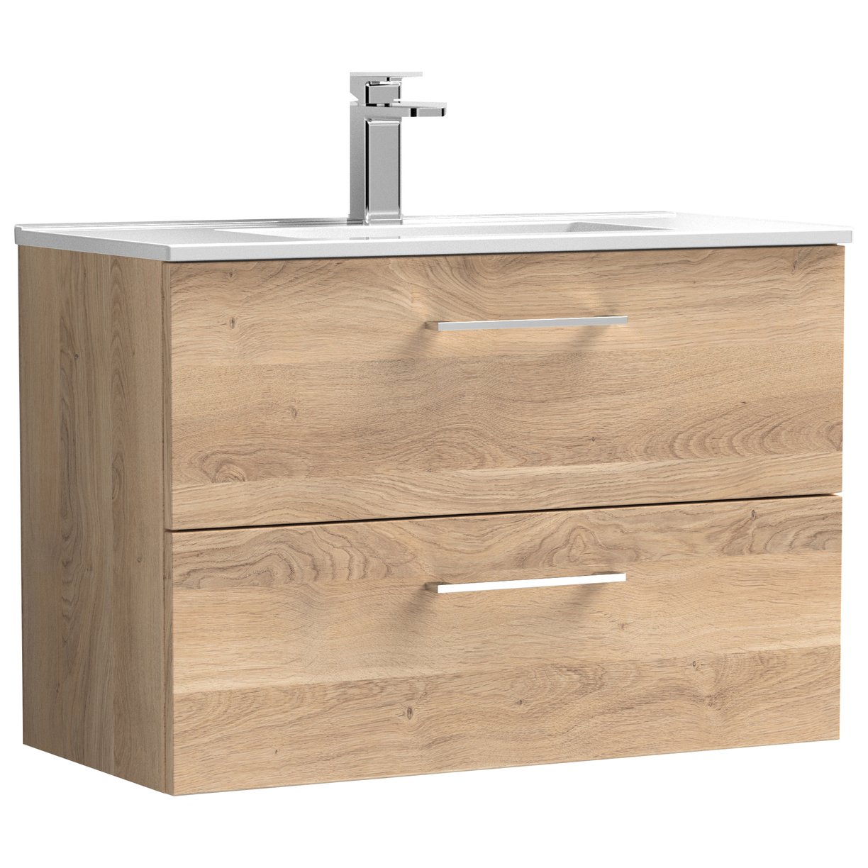 Arno 800mm Wall Hung 2-Drawer Vanity Unit & Minimalist Ceramic Basin