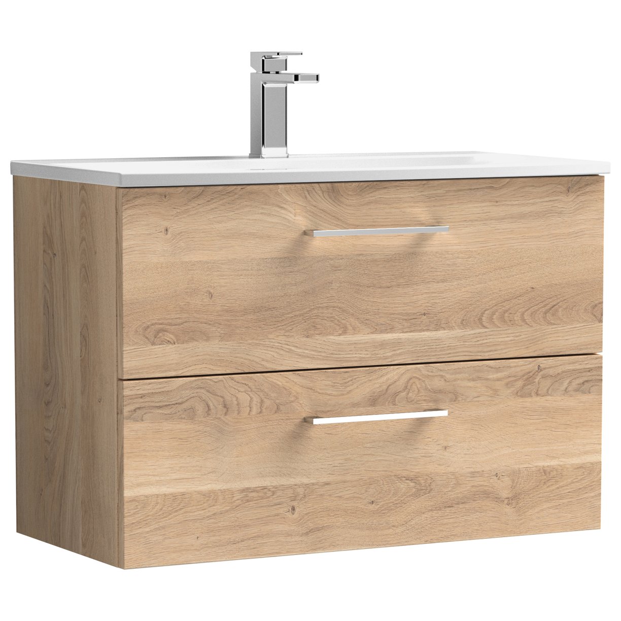 Arno 800mm Wall Hung 2-Drawer Vanity Unit & Curved Ceramic Basin
