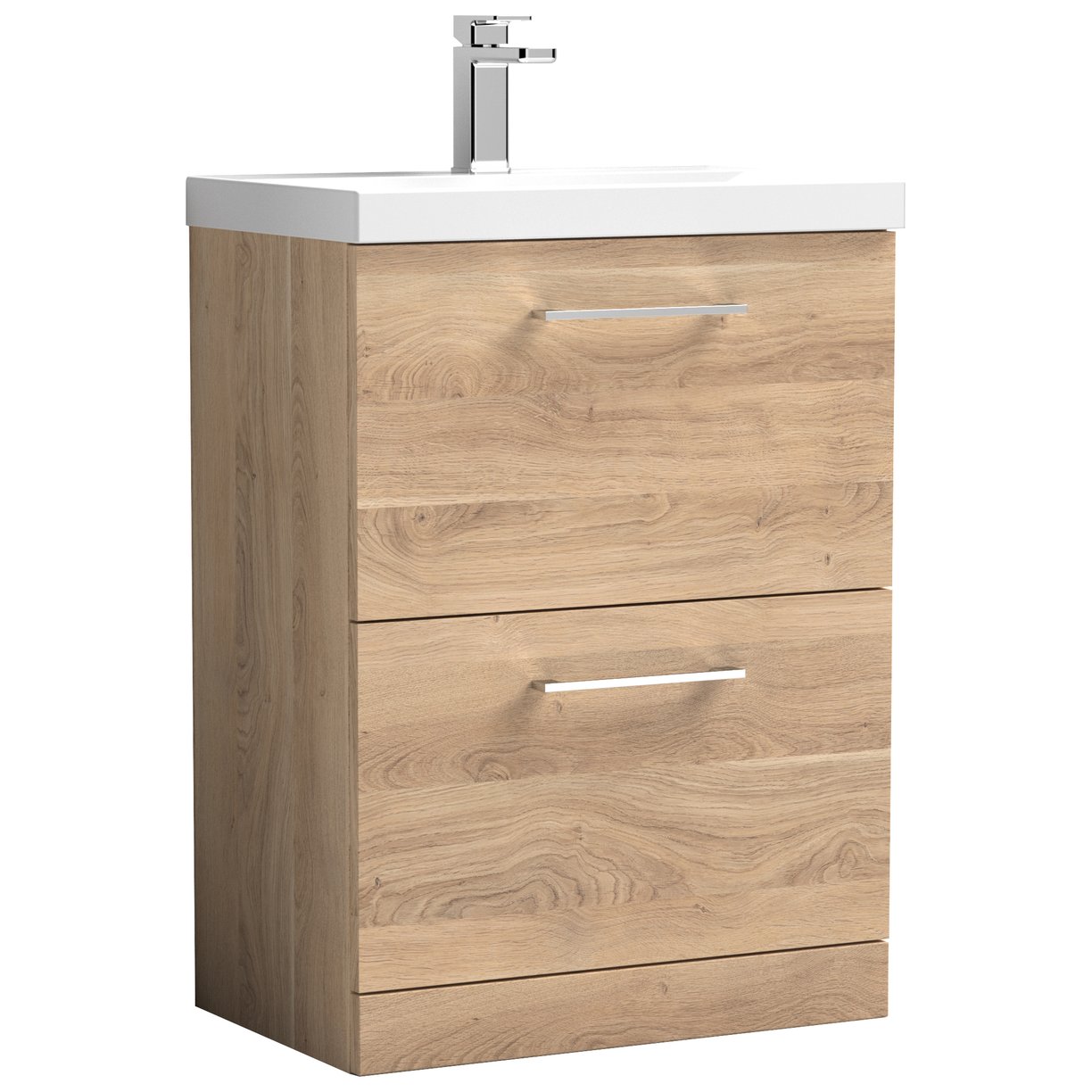Arno 600mm Floor Standing 2-Drawer Vanity Unit & Thin-Edge Ceramic Basin
