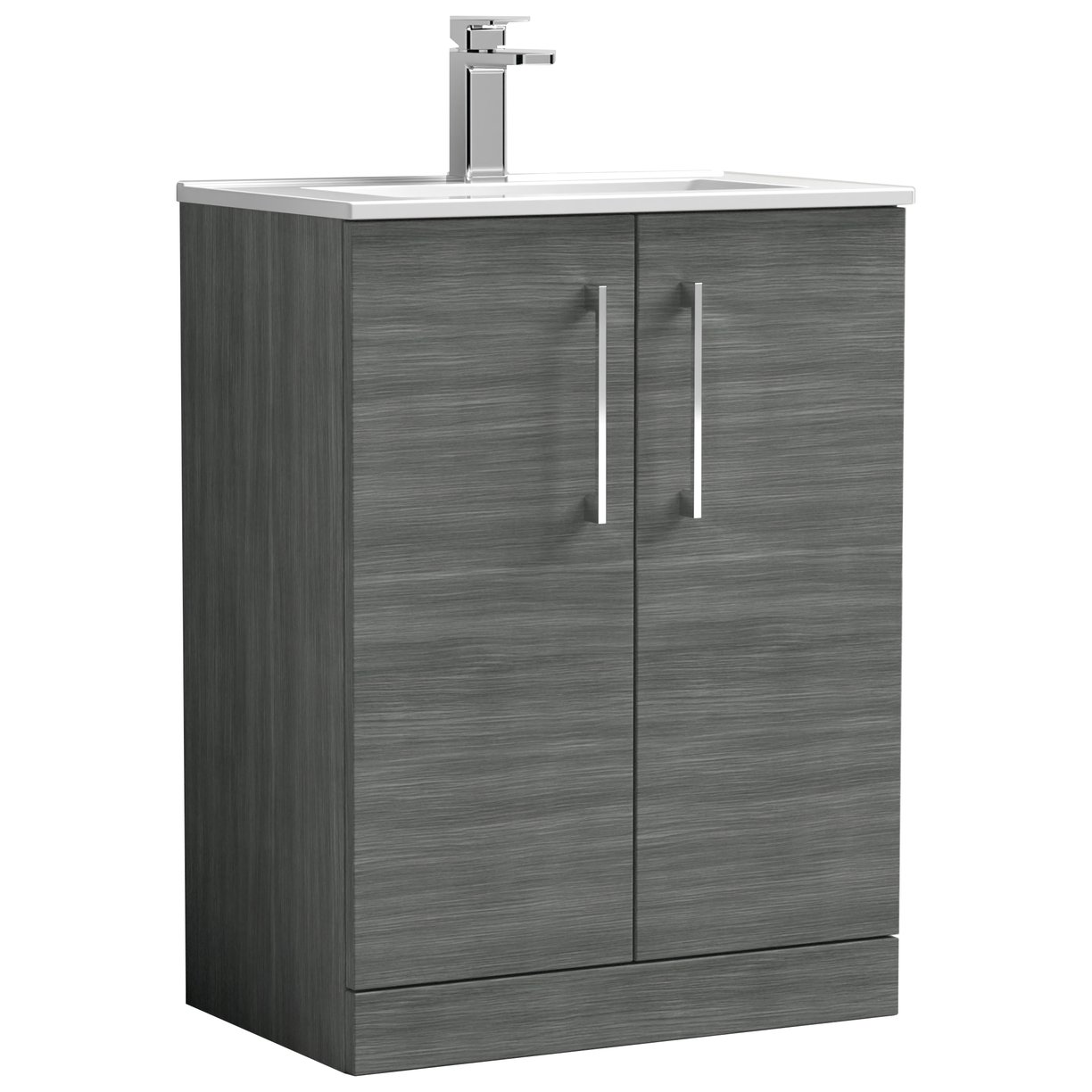 Arno 600mm Floor Standing 2-Door Vanity Unit & Minimalist Ceramic Basin