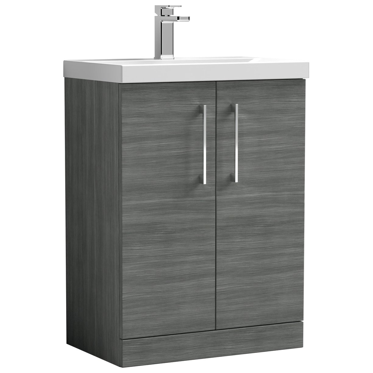 Arno 600mm Floor Standing 2-Door Vanity Unit & Thin-Edge Ceramic Basin