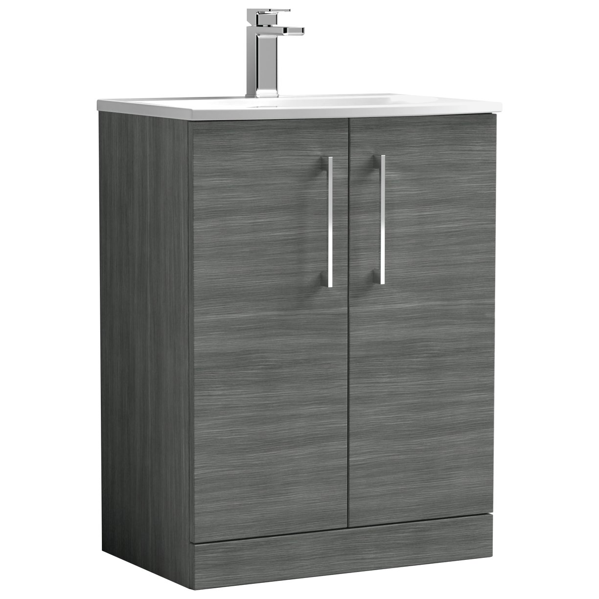 Arno 600mm Floor Standing 2-Door Vanity Unit & Curved Ceramic Basin