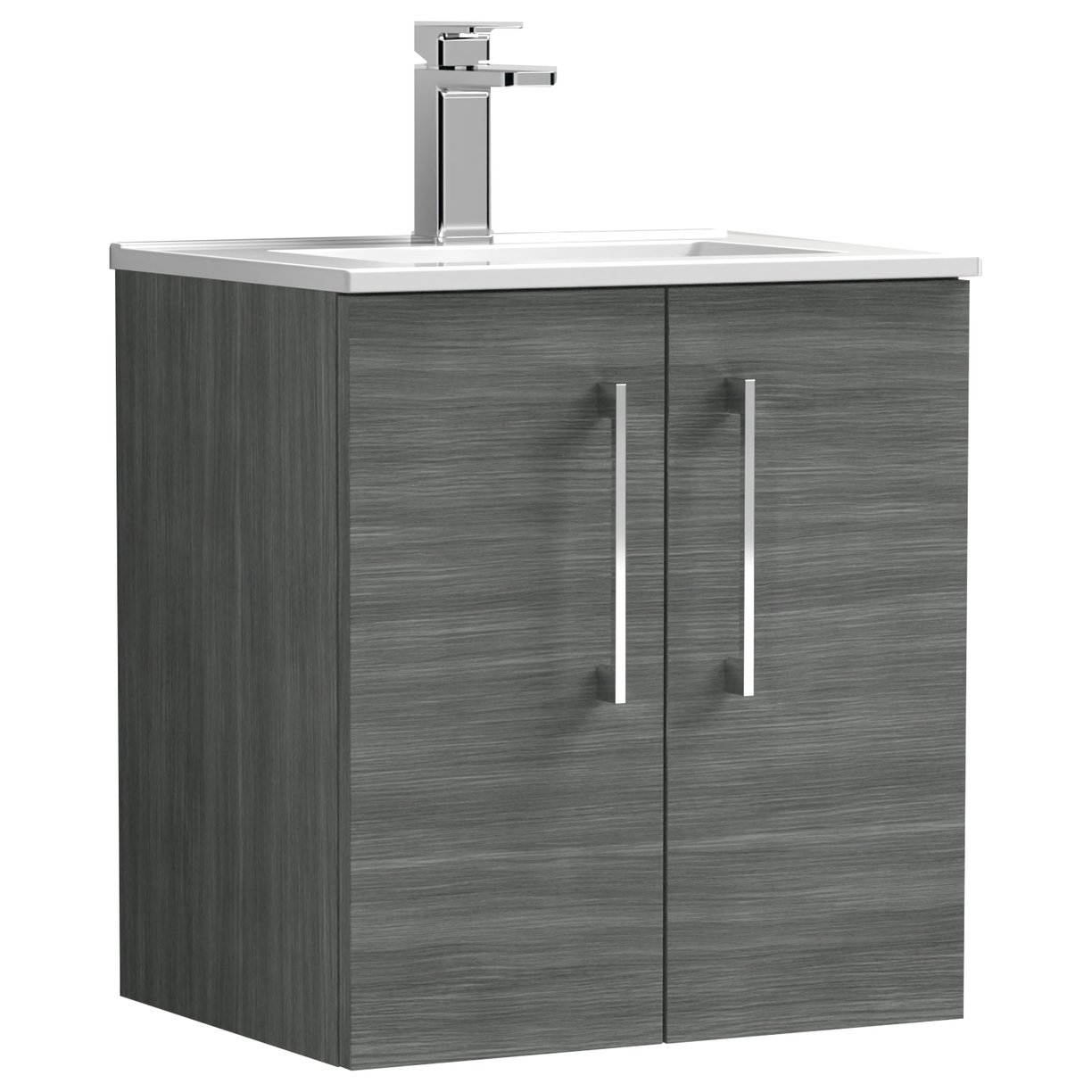 Arno 500mm Wall Hung 2-Door Vanity Unit & Minimalist Ceramic Basin