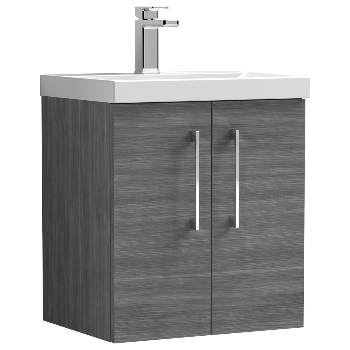 Arno 500mm Wall Hung 2-Door Vanity Unit & Thin-Edge Ceramic Basin
