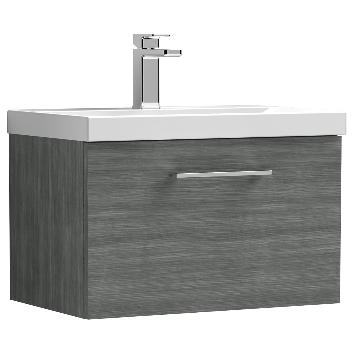 Arno 600mm Wall Hung 1-Drawer Vanity Unit & Mid-Edge Ceramic Basin
