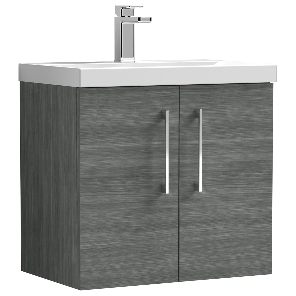 Arno 600mm Wall Hung 2-Door Vanity Unit & Mid-Edge Ceramic Basin
