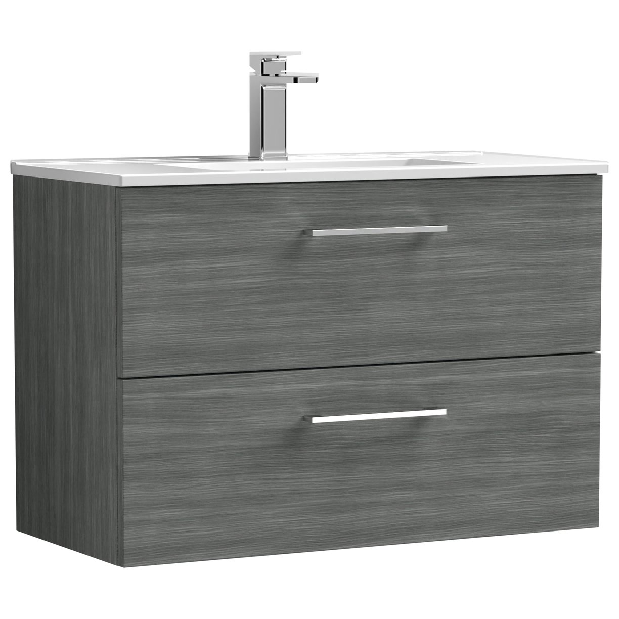 Arno 800mm Wall Hung 2-Drawer Vanity Unit & Minimalist Ceramic Basin