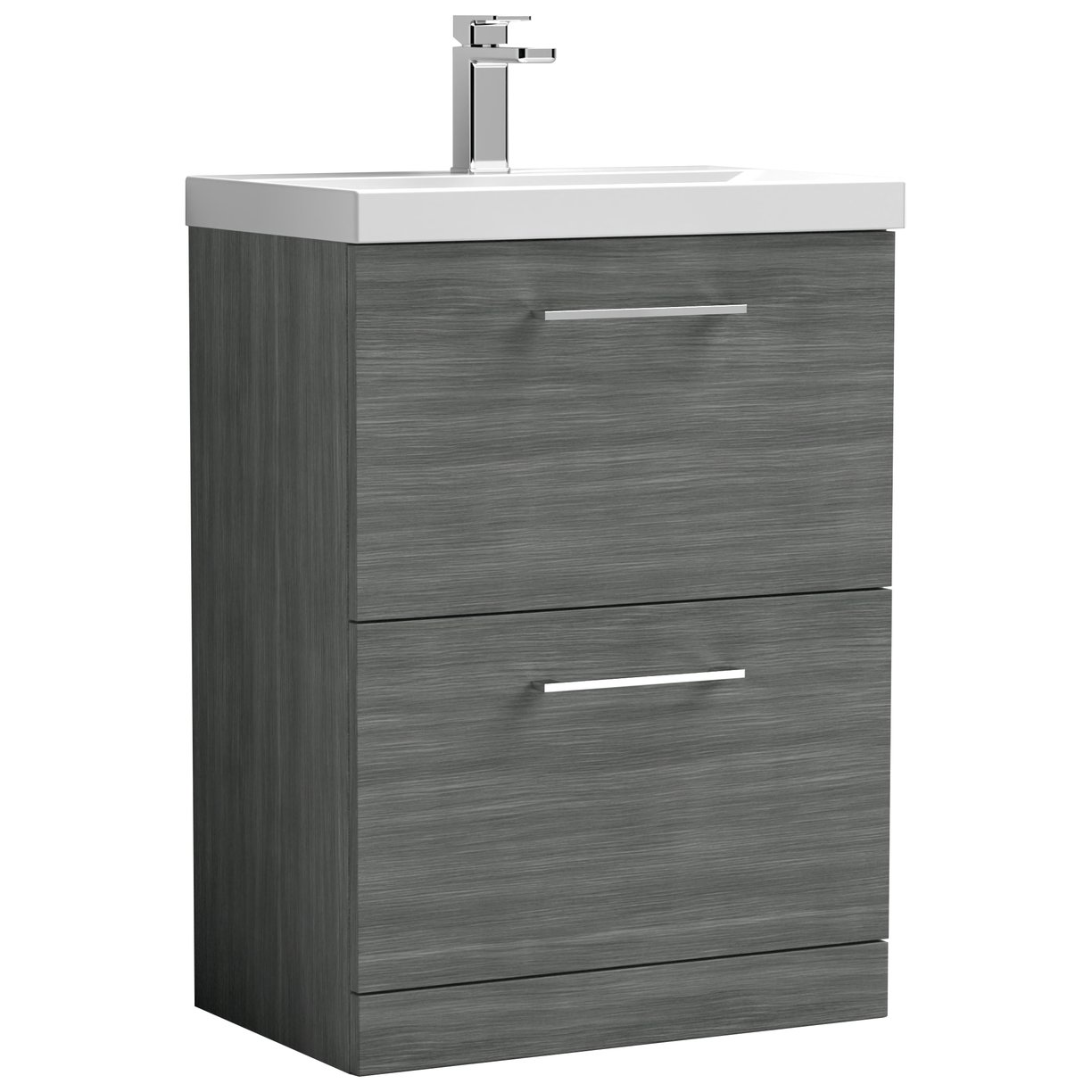 Arno 600mm Floor Standing 2-Drawer Vanity Unit & Mid-Edge Ceramic Basin