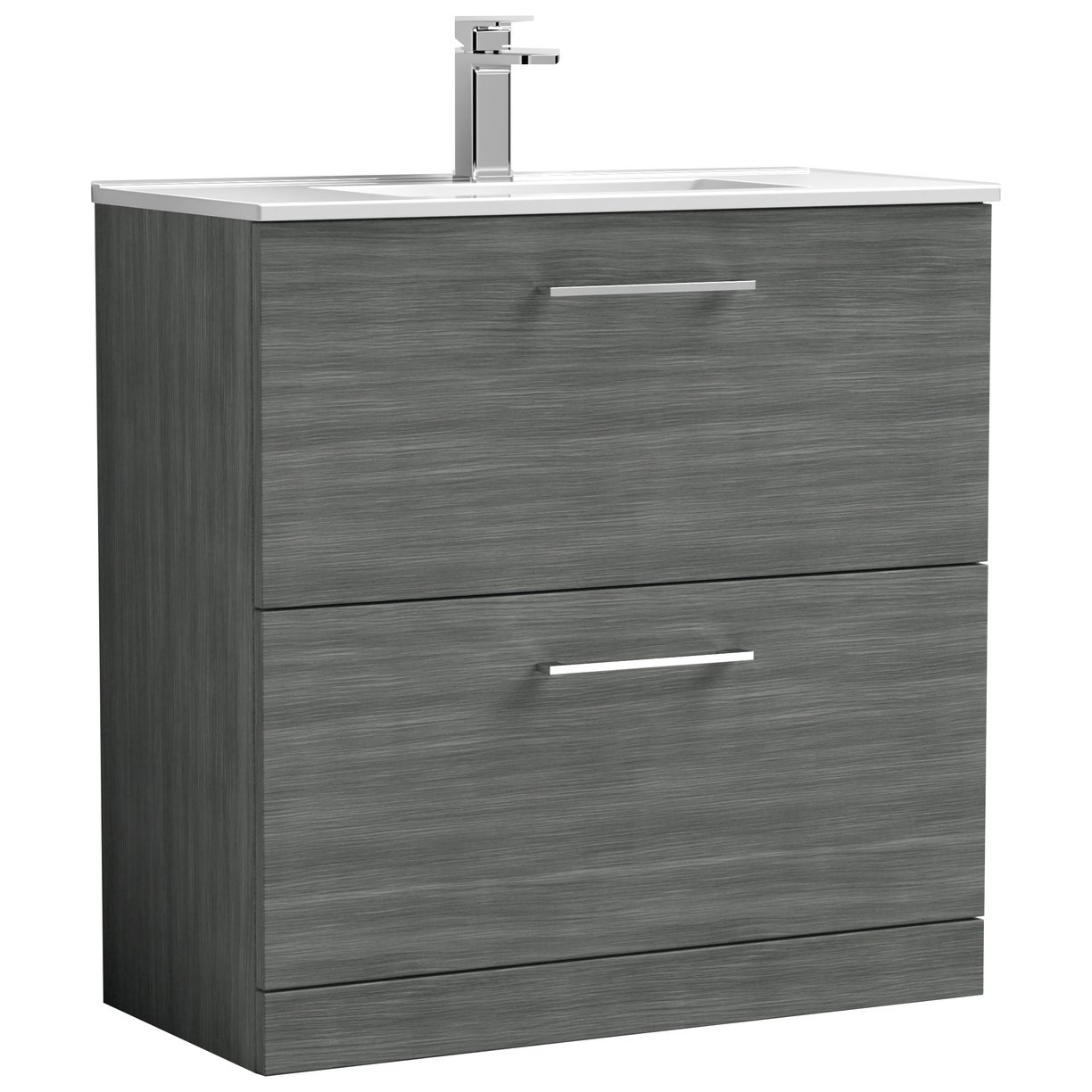 Arno 800mm Floor Standing 2-Drawer Vanity Unit & Minimalist Ceramic Basin