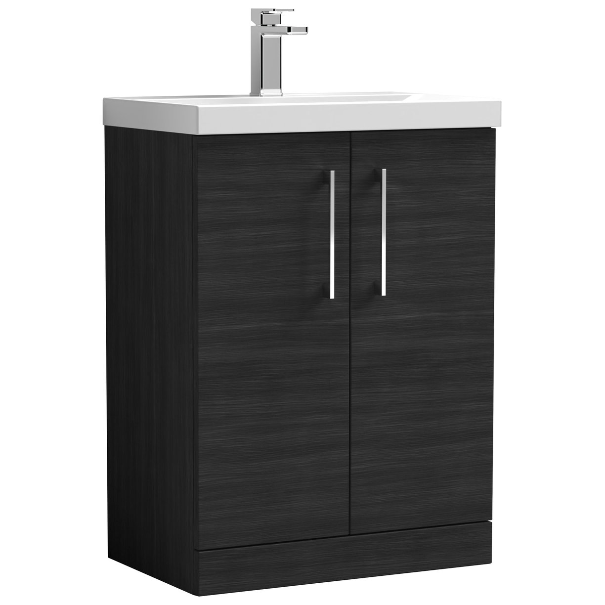 Arno 600mm Floor Standing 2-Door Vanity Unit & Mid-Edge Ceramic Basin