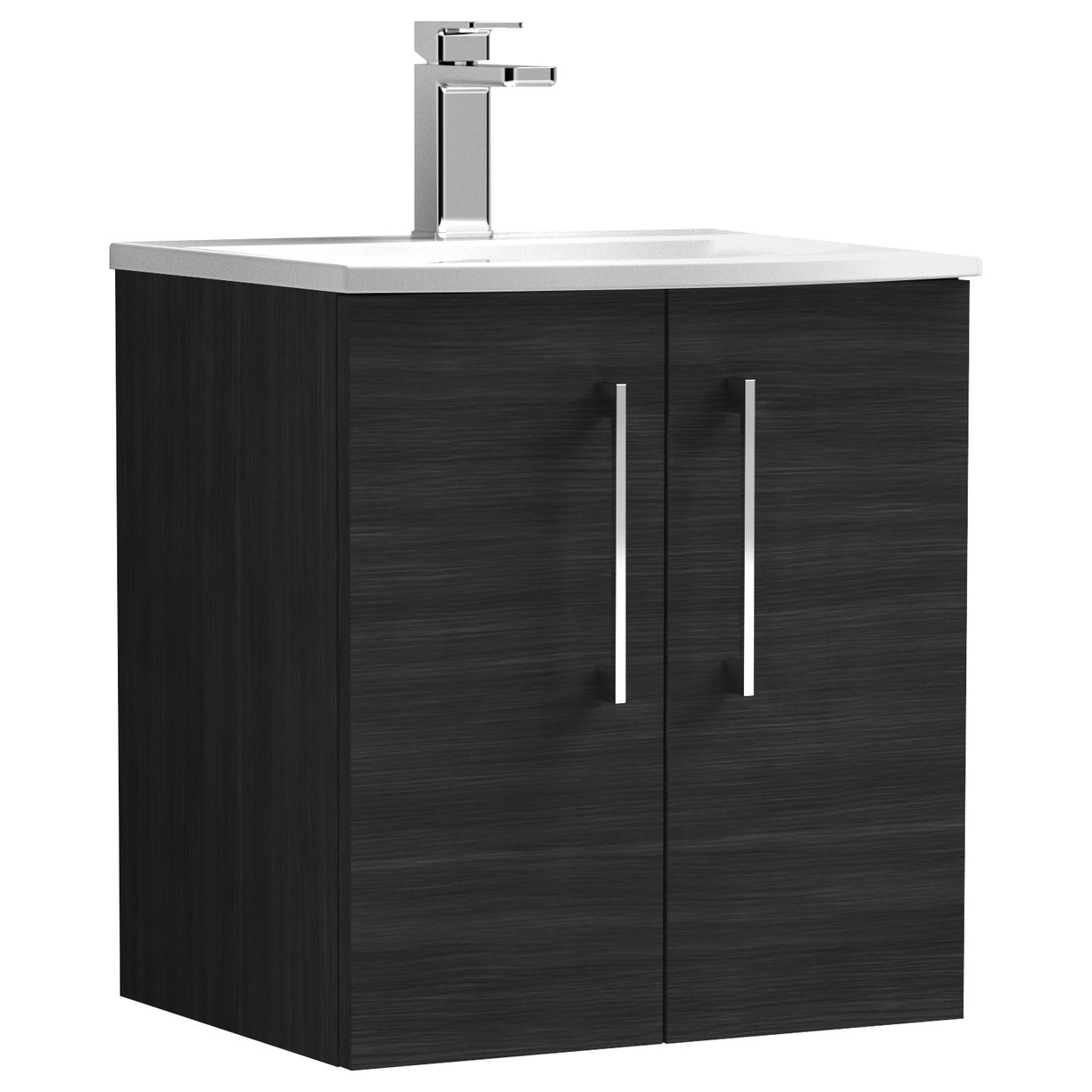 Arno 500mm Wall Hung 2-Door Vanity Unit & Curved Ceramic Basin