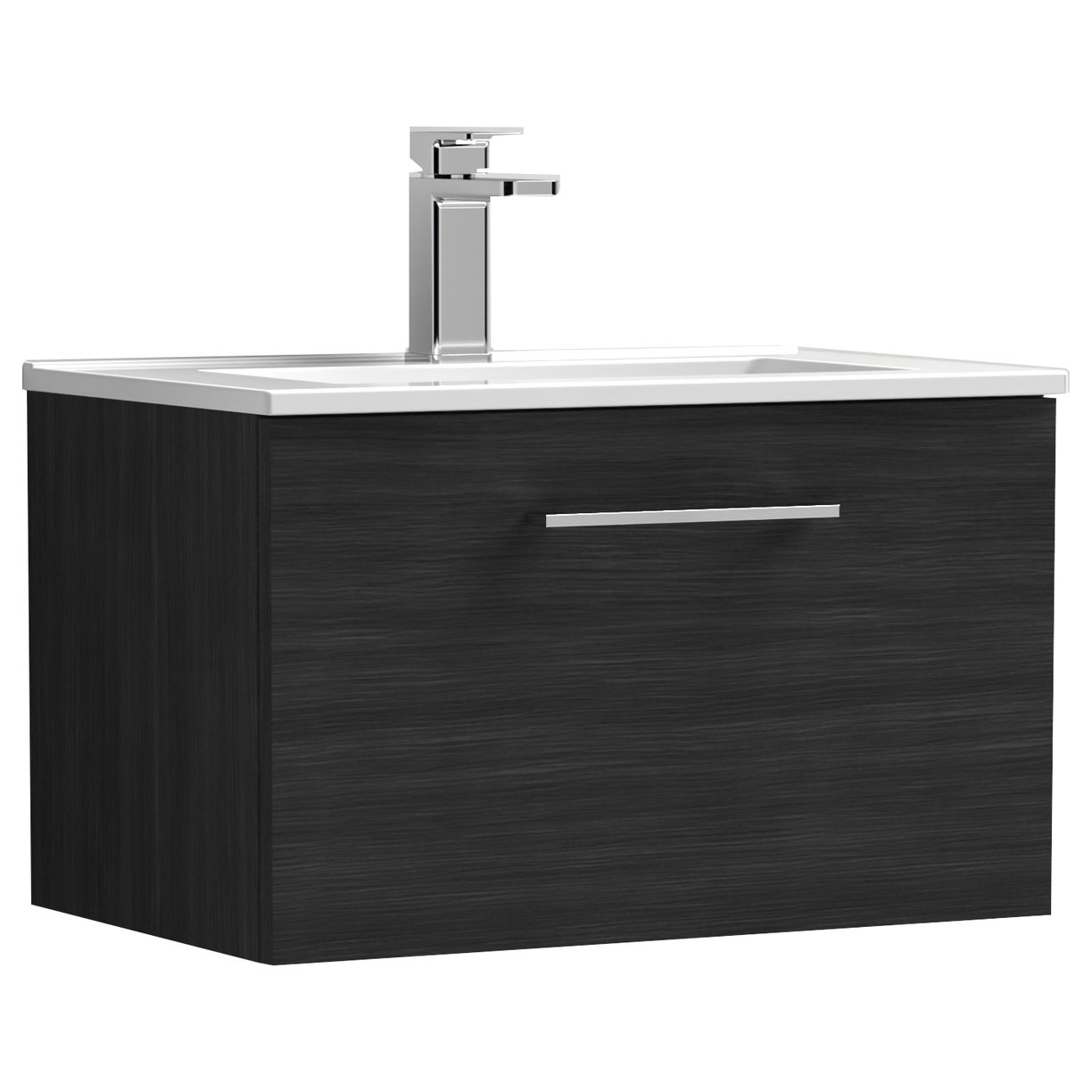 Arno 600mm Wall Hung 1-Drawer Vanity Unit & Minimalist Ceramic Basin