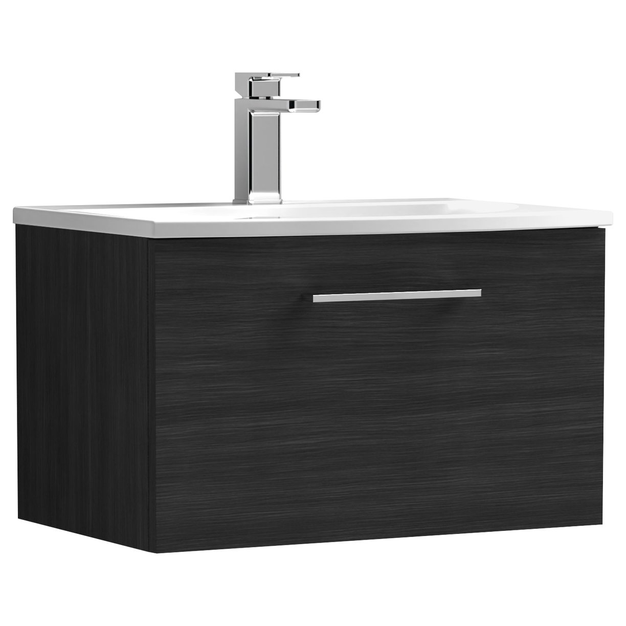 Arno 600mm Wall Hung 1-Drawer Vanity Unit & Curved Ceramic Basin