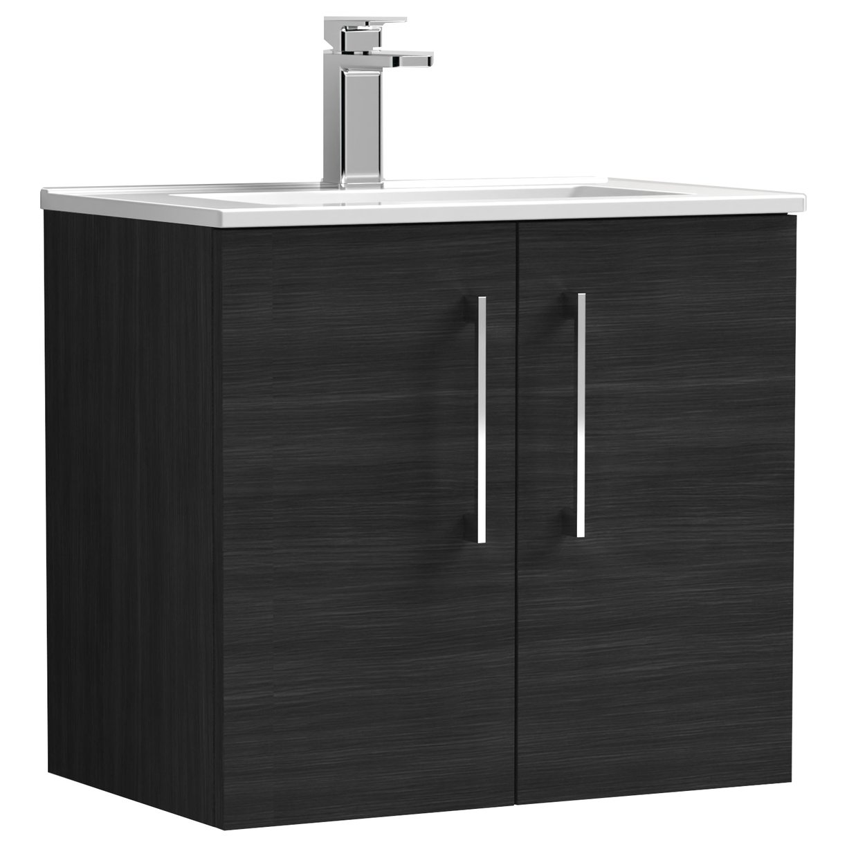 Arno 600mm Wall Hung 2-Door Vanity Unit & Minimalist Ceramic Basin