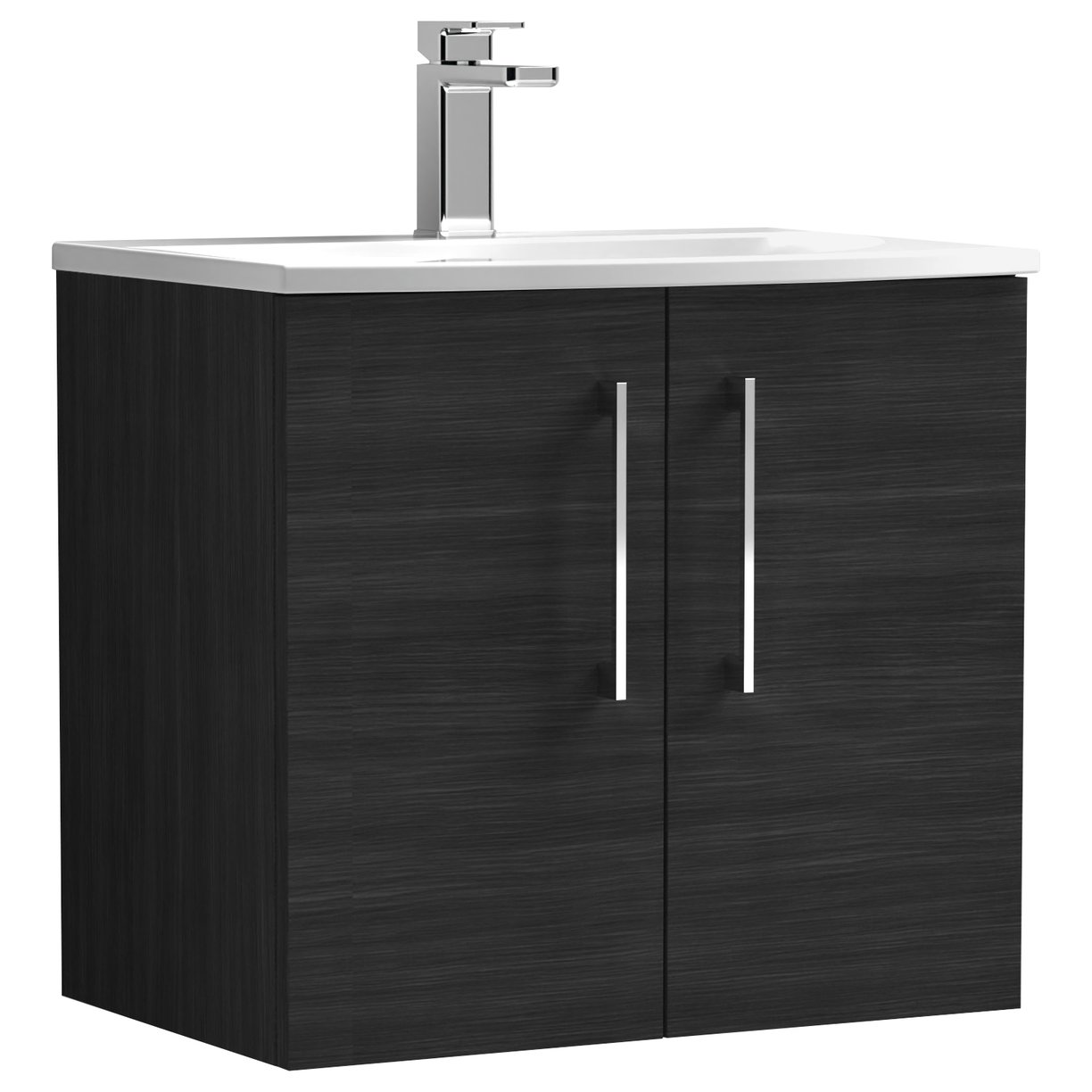 Arno 600mm Wall Hung 2-Door Vanity Unit & Curved Ceramic Basin