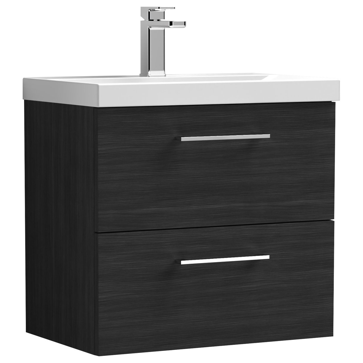 Arno 600mm Wall Hung 2-Drawer Vanity Unit & Mid-Edge Ceramic Basin