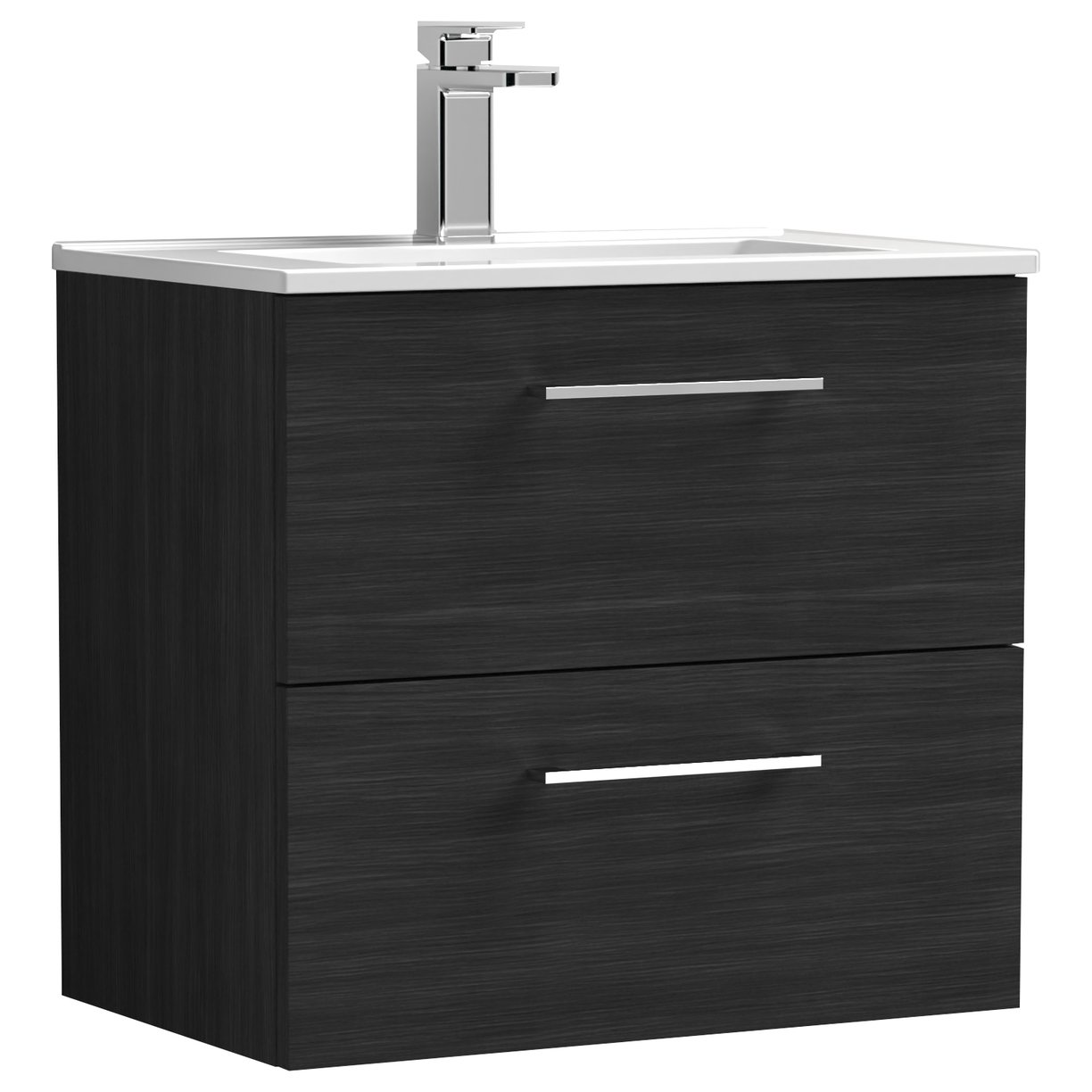 Arno 600mm Wall Hung 2-Drawer Vanity Unit & Minimalist Ceramic Basin