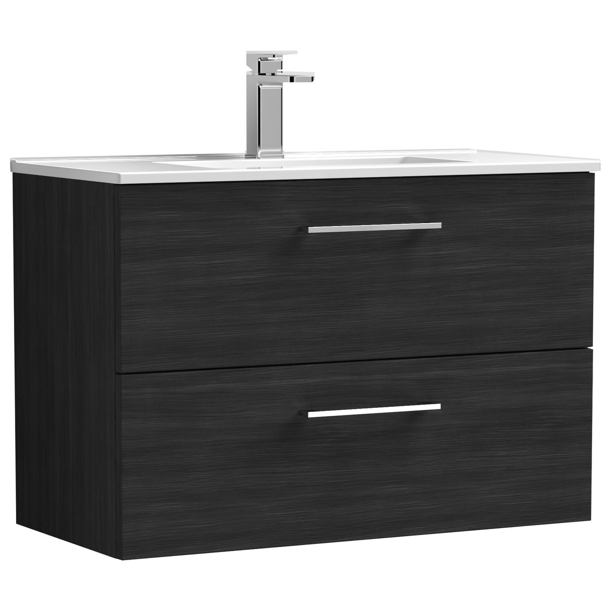 Arno 800mm Wall Hung 2-Drawer Vanity Unit & Minimalist Ceramic Basin