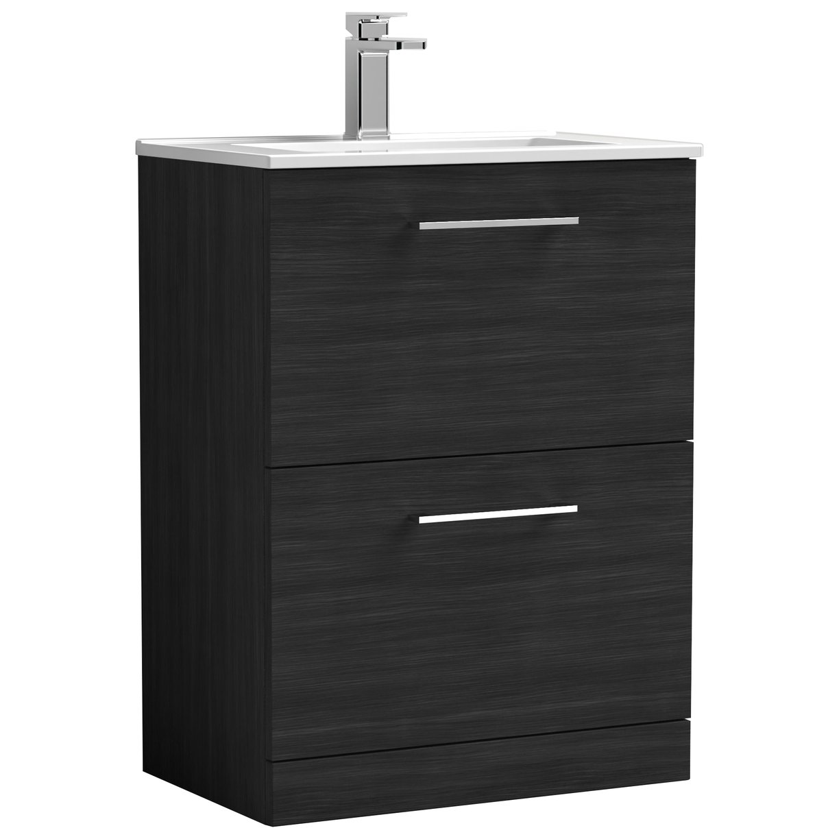 Arno 600mm Floor Standing 2-Drawer Vanity Unit & Minimalist Ceramic Basin
