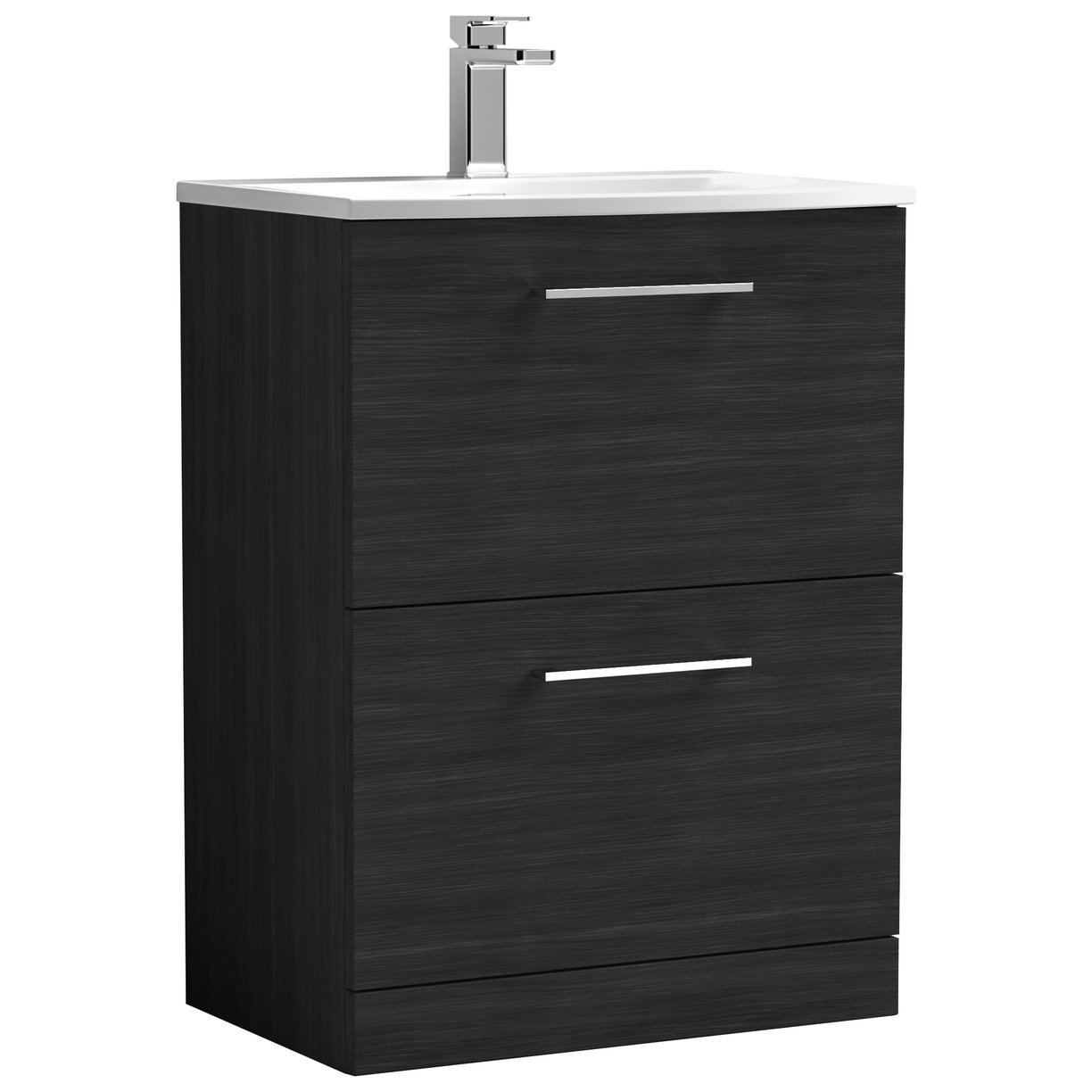 Arno 600mm Floor Standing 2-Drawer Vanity Unit & Curved Ceramic Basin