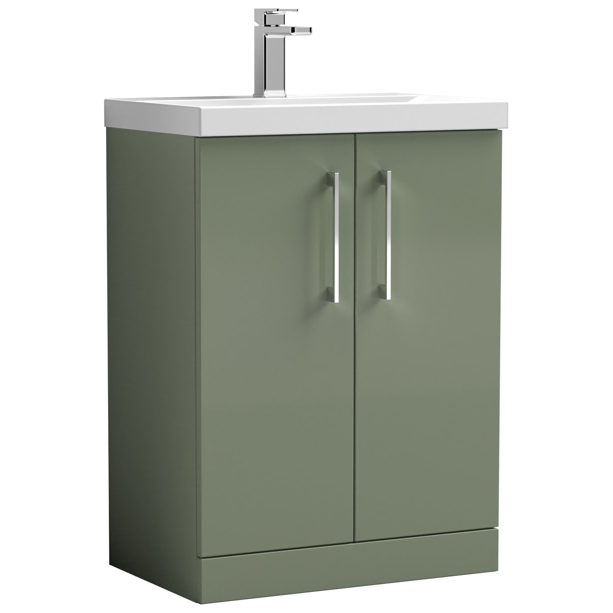 Arno 600mm Floor Standing 2-Door Vanity Unit & Mid-Edge Ceramic Basin